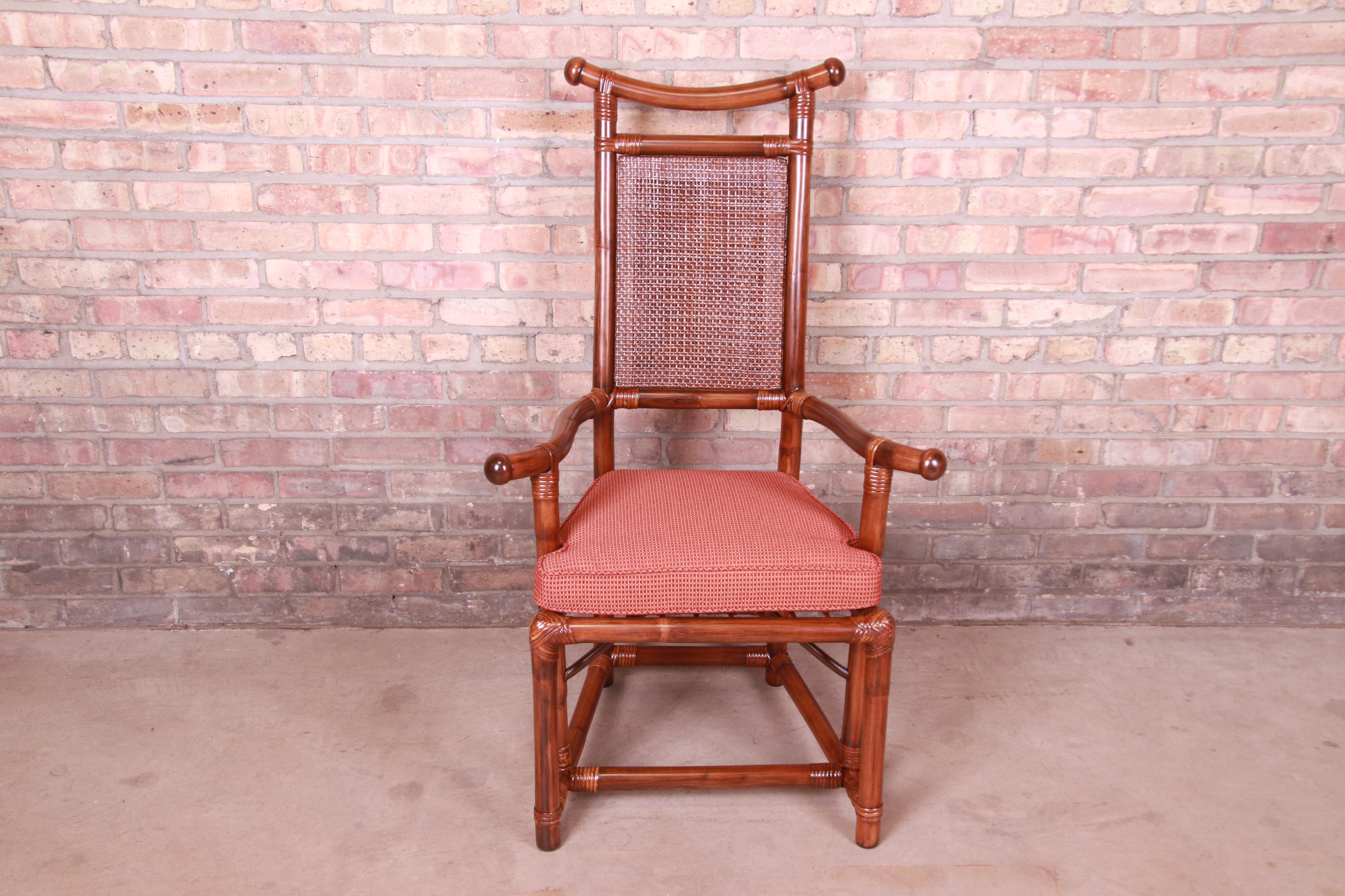 American Henry Olko for Willow and Reed Sculpted Rattan and Cane Throne Chairs, Pair For Sale