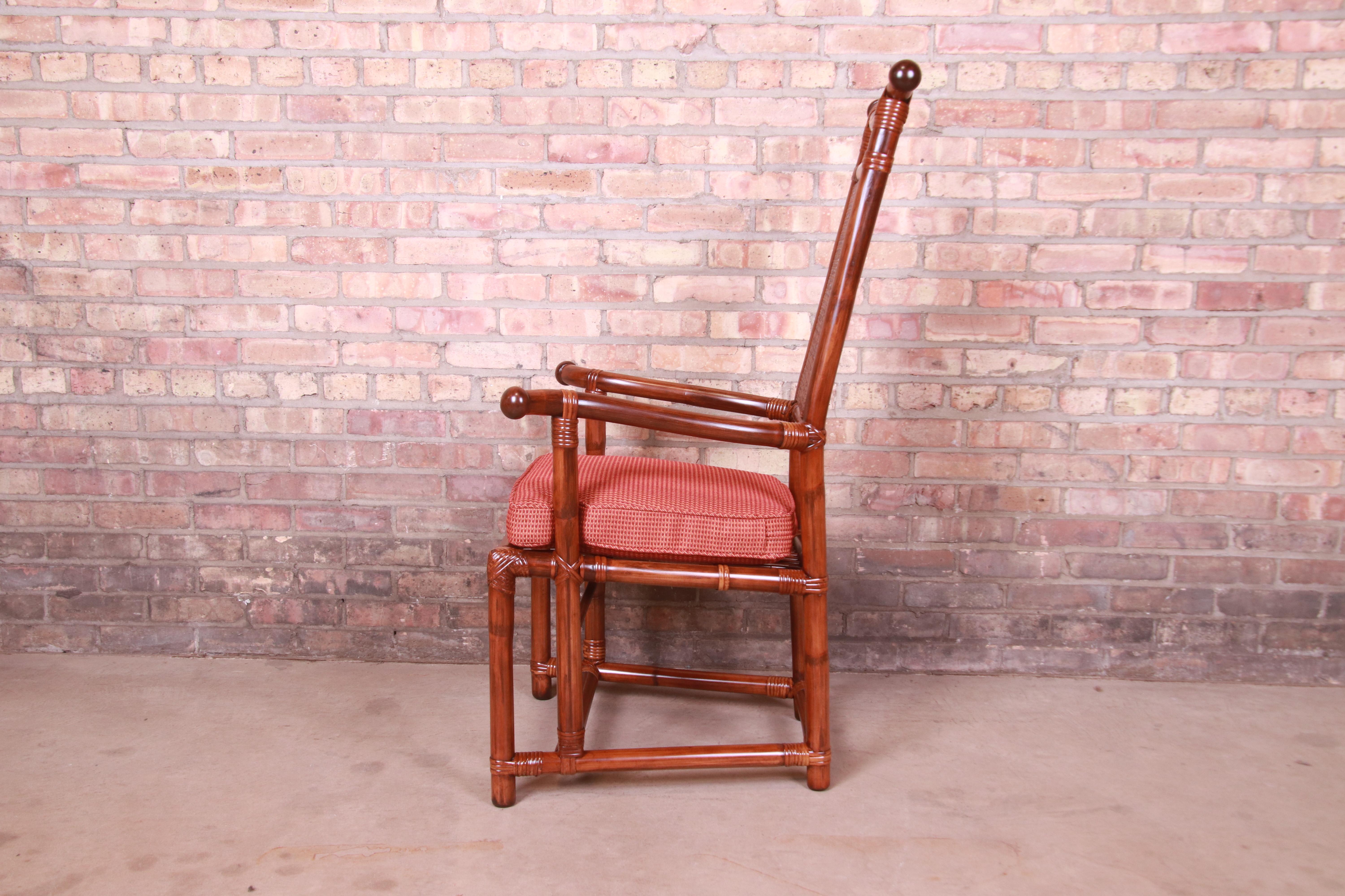 Mid-20th Century Henry Olko for Willow and Reed Sculpted Rattan and Cane Throne Chairs, Pair For Sale