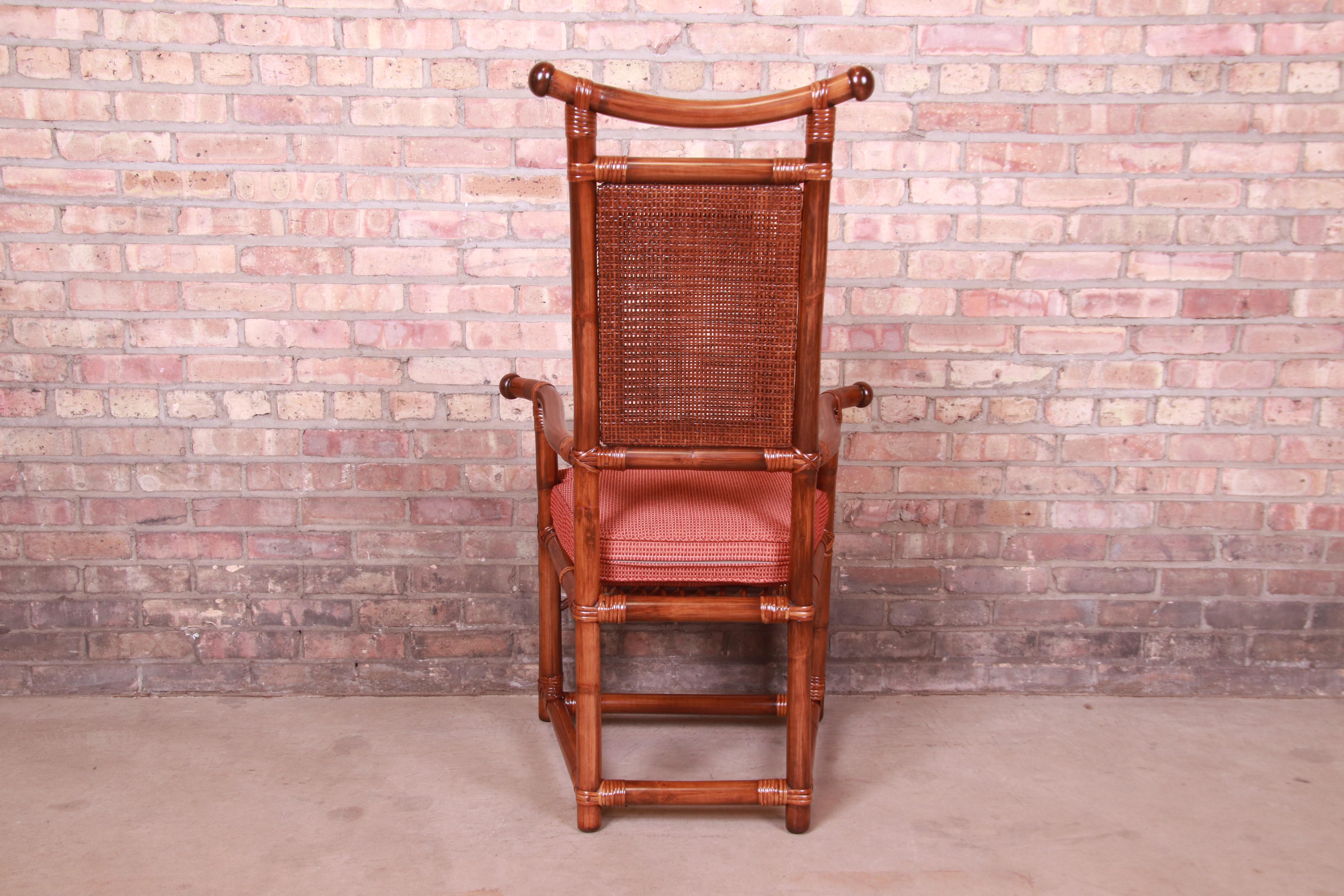 Mid-20th Century Henry Olko for Willow and Reed Sculpted Rattan and Cane Throne Chairs, Pair For Sale