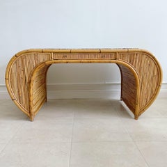 Henry Olko Manau Group Waterfall Bamboo & Marble Single Drawer Writing Desk Circ