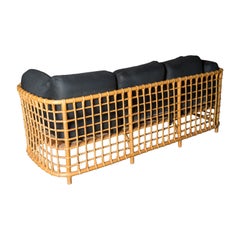 Henry Olko Mid Century Modern Square Series Rattan Sofa