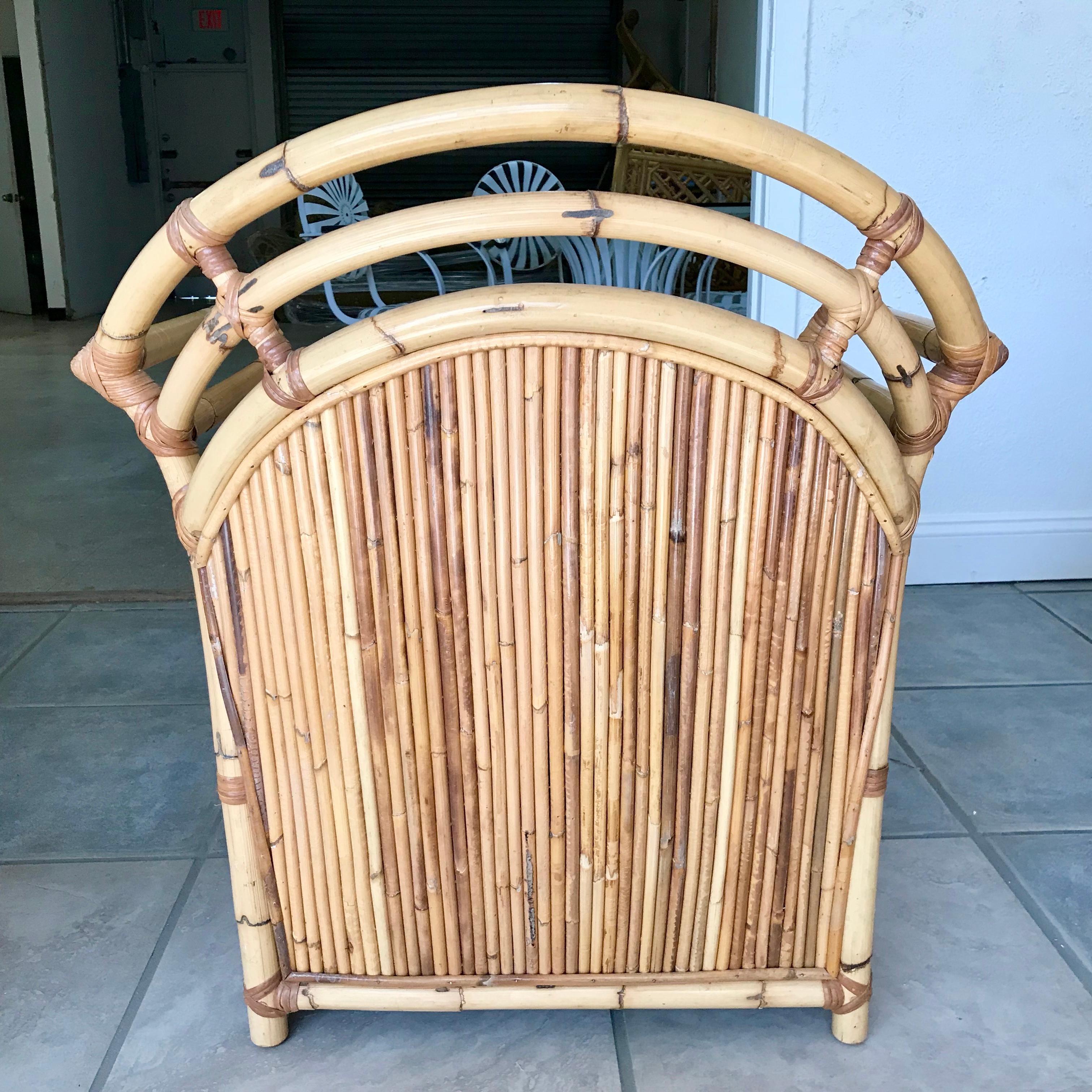 Henry Olko Inspired Midcentury Bamboo and Rattan Loveseat with 3 Club Chairs 6