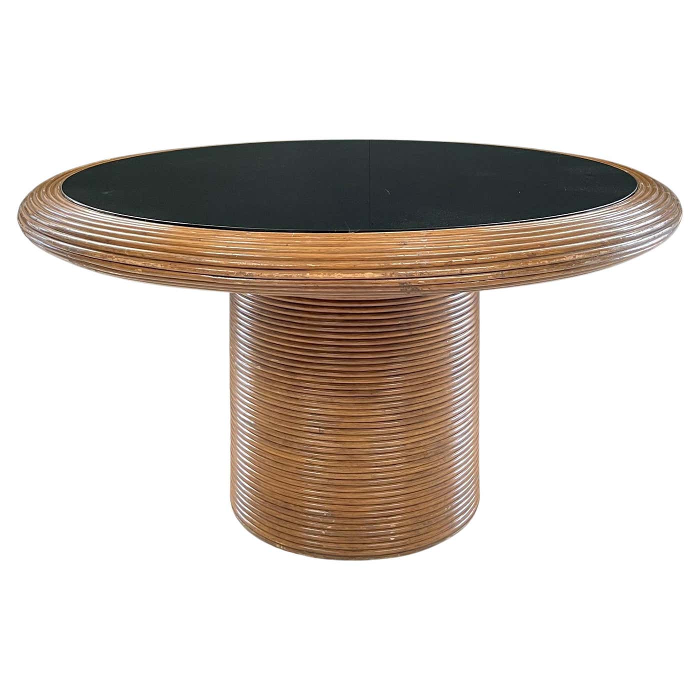 Henry Olko Round Dining Table, Gabriella Crespi Style, Split Reed