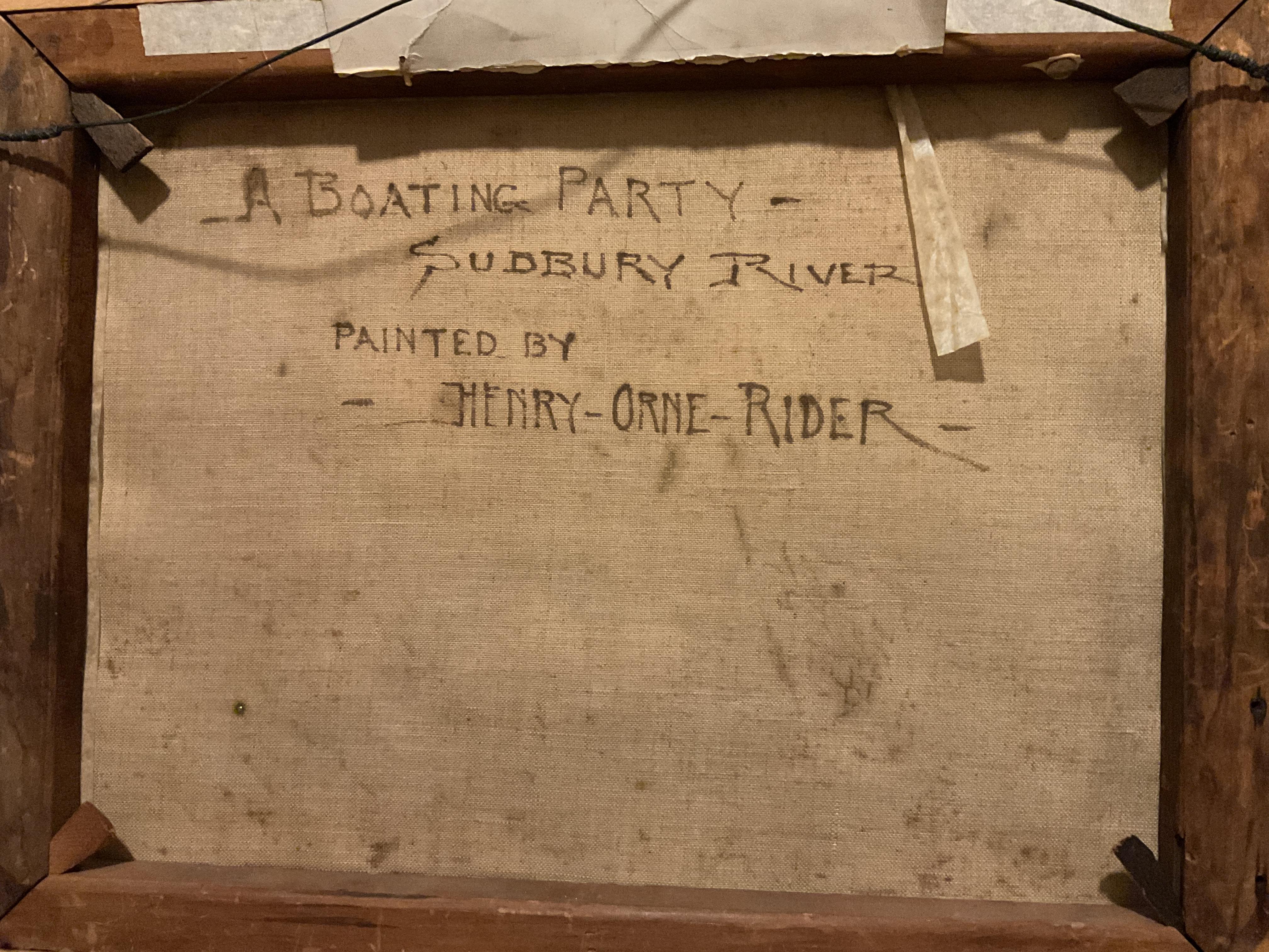 Amerikanischer Impressionist Gemälde - Bootsparty, Sudbury River in der Nähe von Boston, Mass im Angebot 3