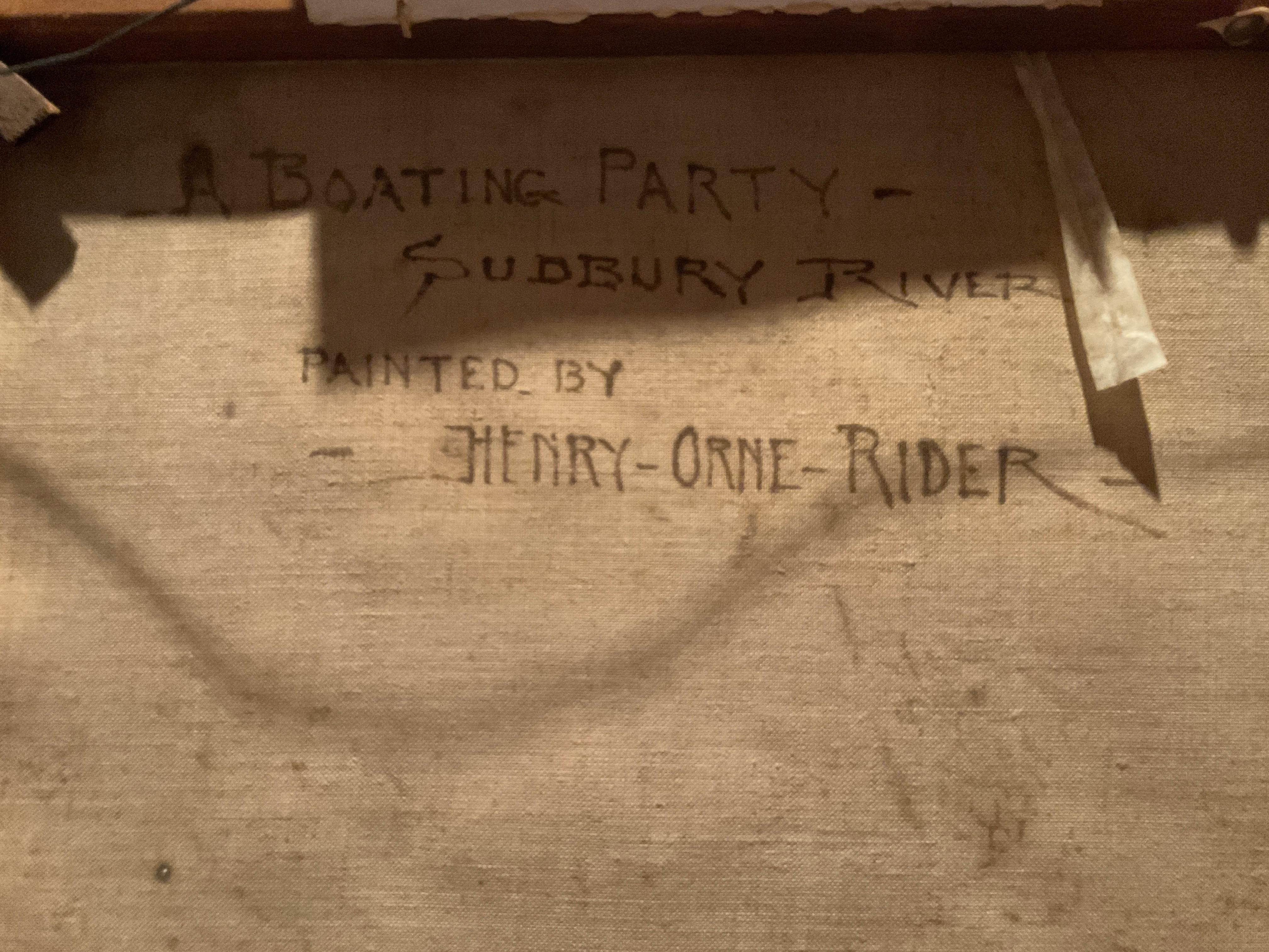 “A Boating Party on the Sudbury River” Massachusetts Oil Painting by H. O. Rider For Sale 3
