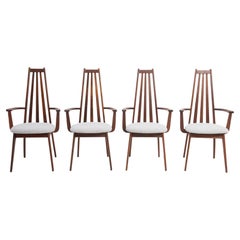 Used Henry P. Glass Richbilt MFG Pearsall High Back Walnut Dining Armchairs Set of 4
