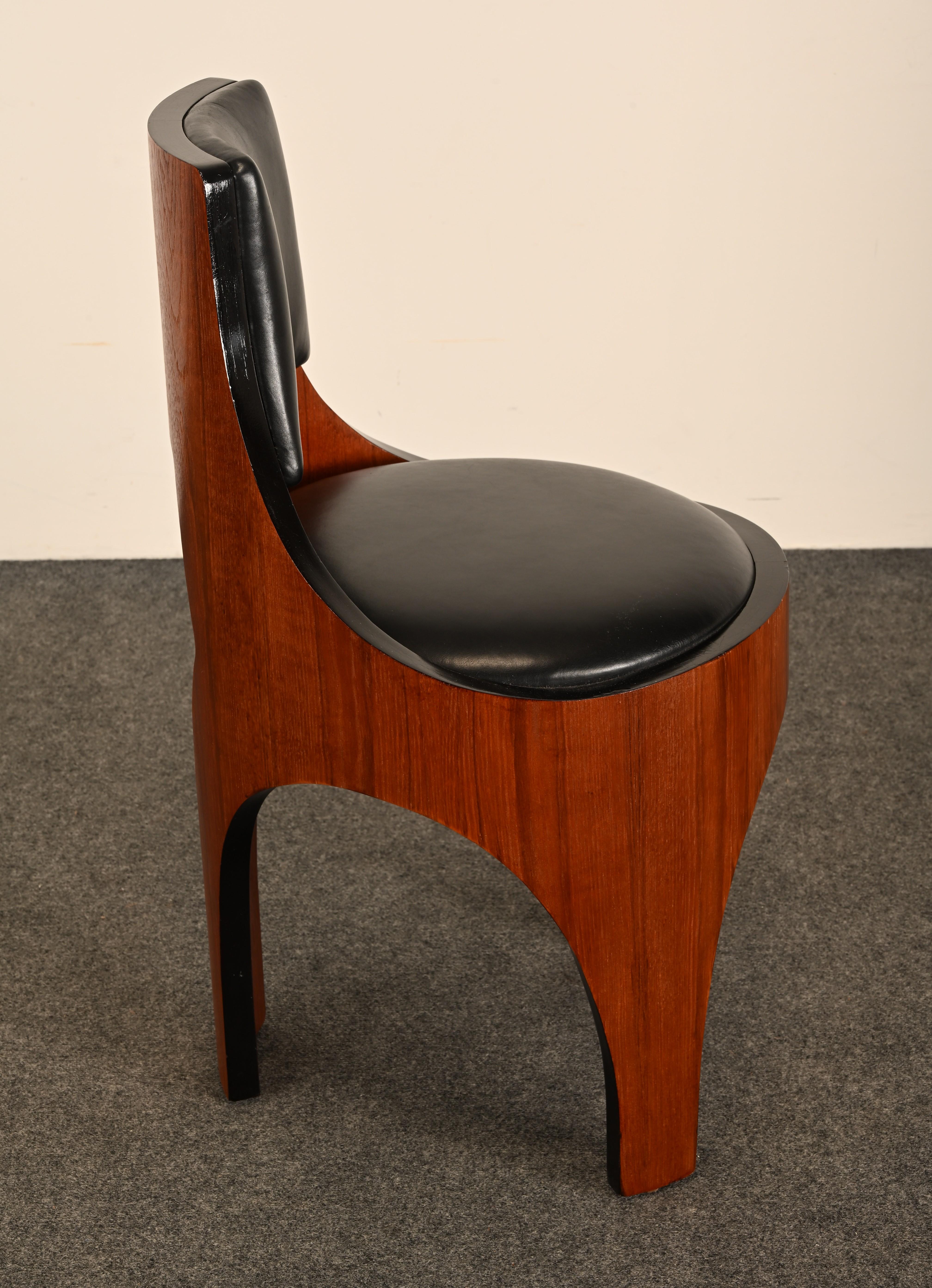 Henry P. Glass Dreibeiniger Stuhl aus Nussbaum und Leder, 1950er Jahre im Angebot 4