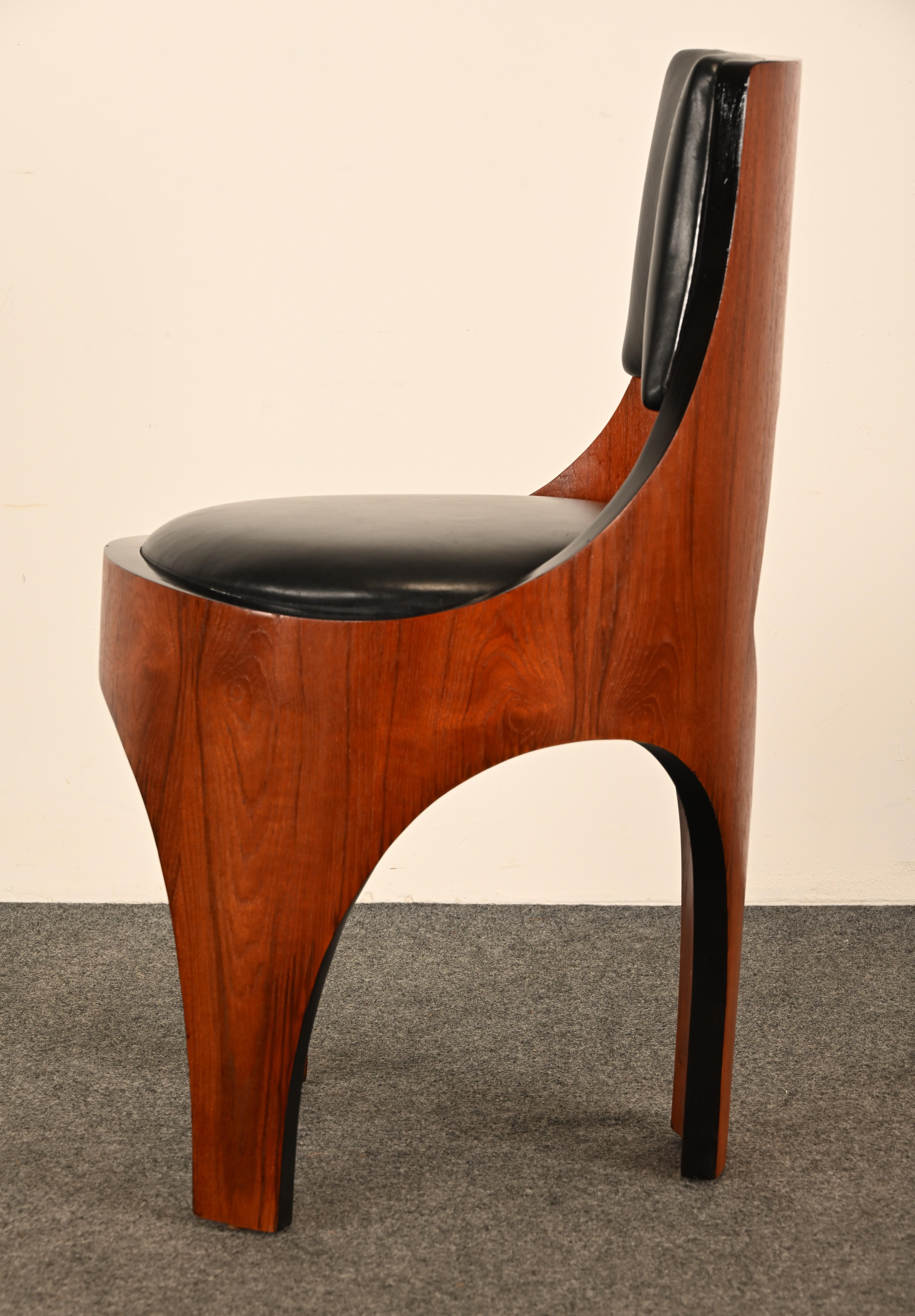 Henry P. Glass Dreibeiniger Stuhl aus Nussbaum und Leder, 1950er Jahre im Angebot 8