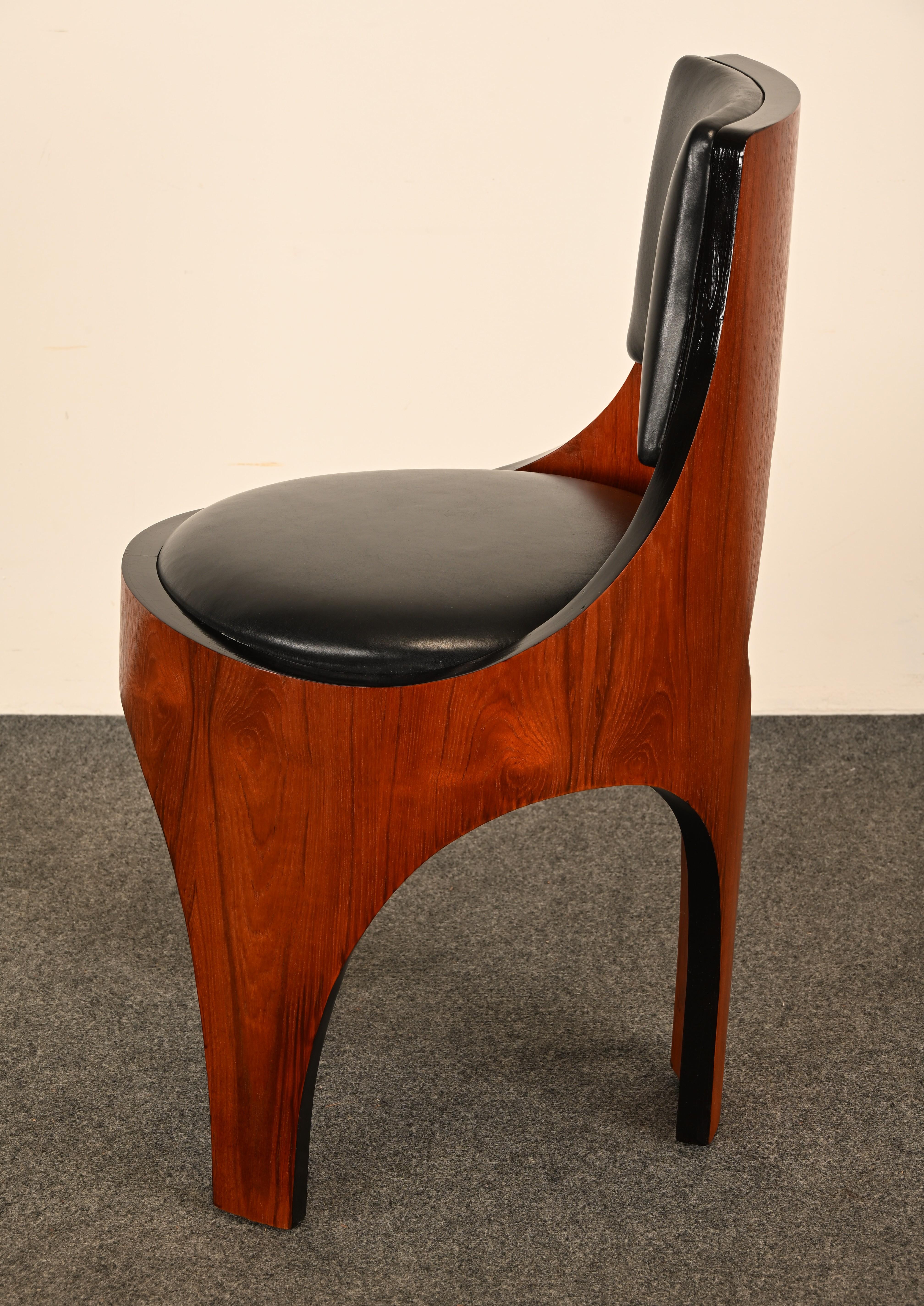 Henry P. Glass Dreibeiniger Stuhl aus Nussbaum und Leder, 1950er Jahre im Angebot 9