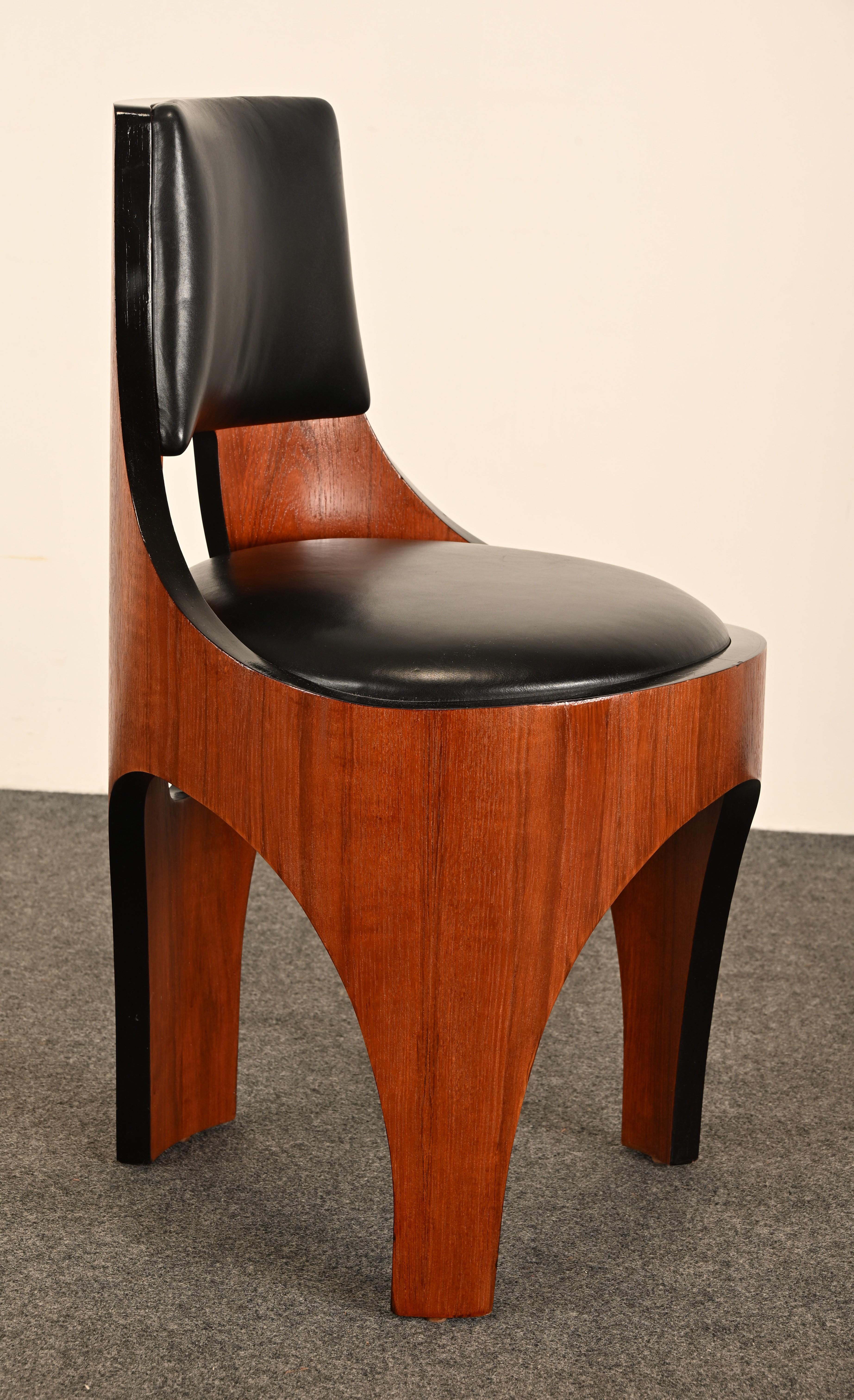 Henry P. Glass Dreibeiniger Stuhl aus Nussbaum und Leder, 1950er Jahre im Angebot 2