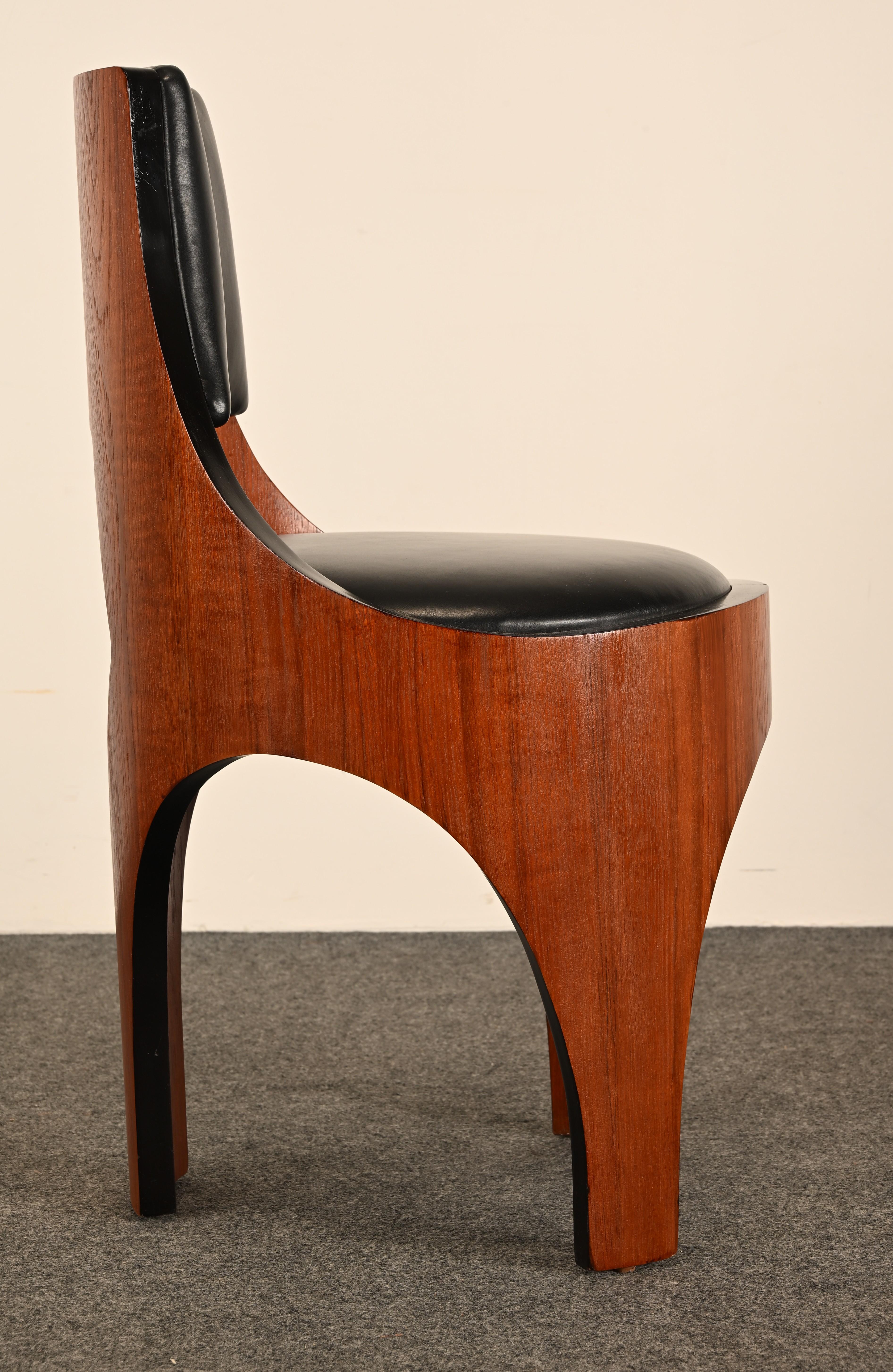 Henry P. Glass Dreibeiniger Stuhl aus Nussbaum und Leder, 1950er Jahre im Angebot 3