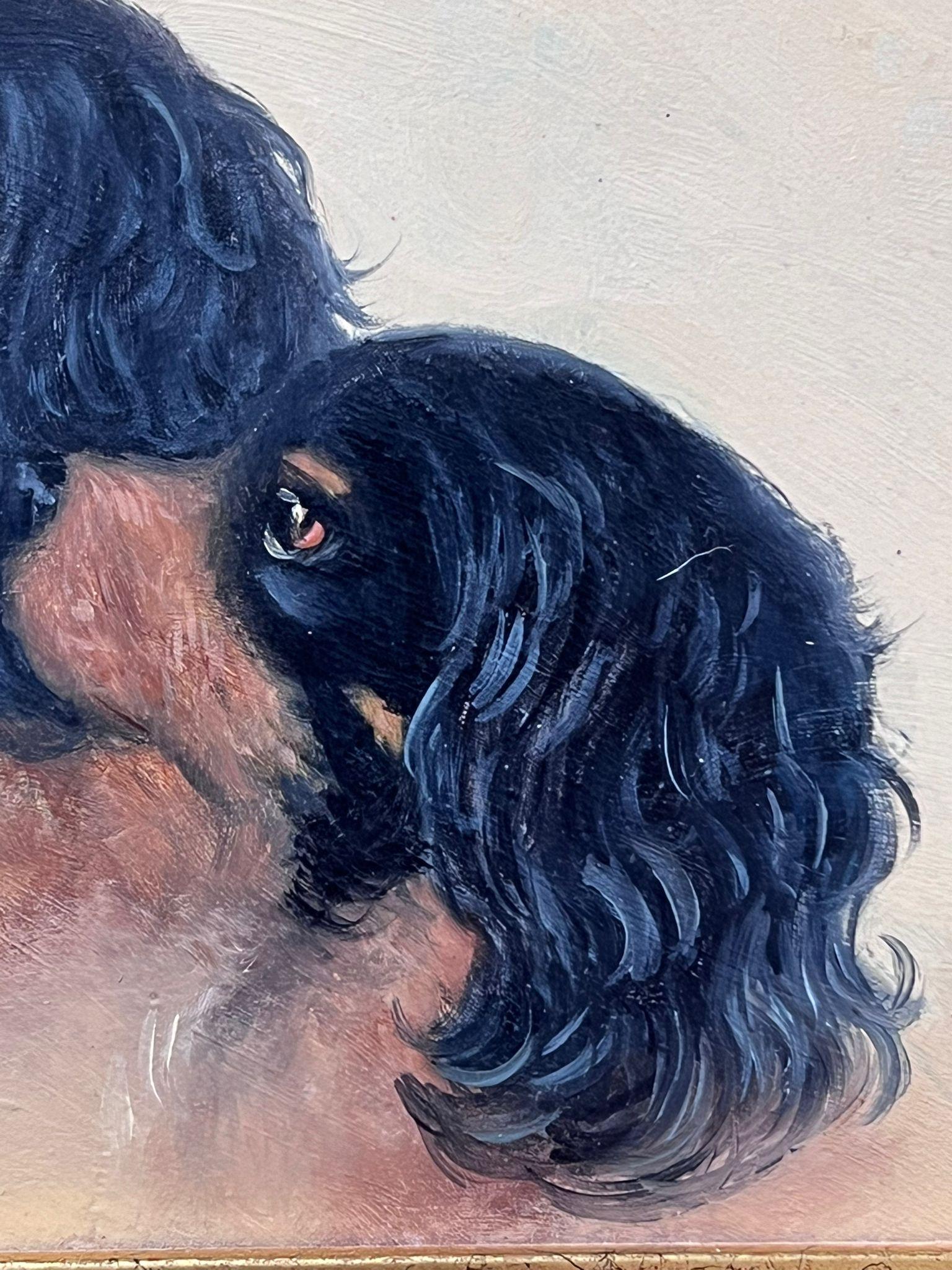 Fine Antique British Oil Painting Head Portraits of Two Cavalier Spaniel Dogs For Sale 2