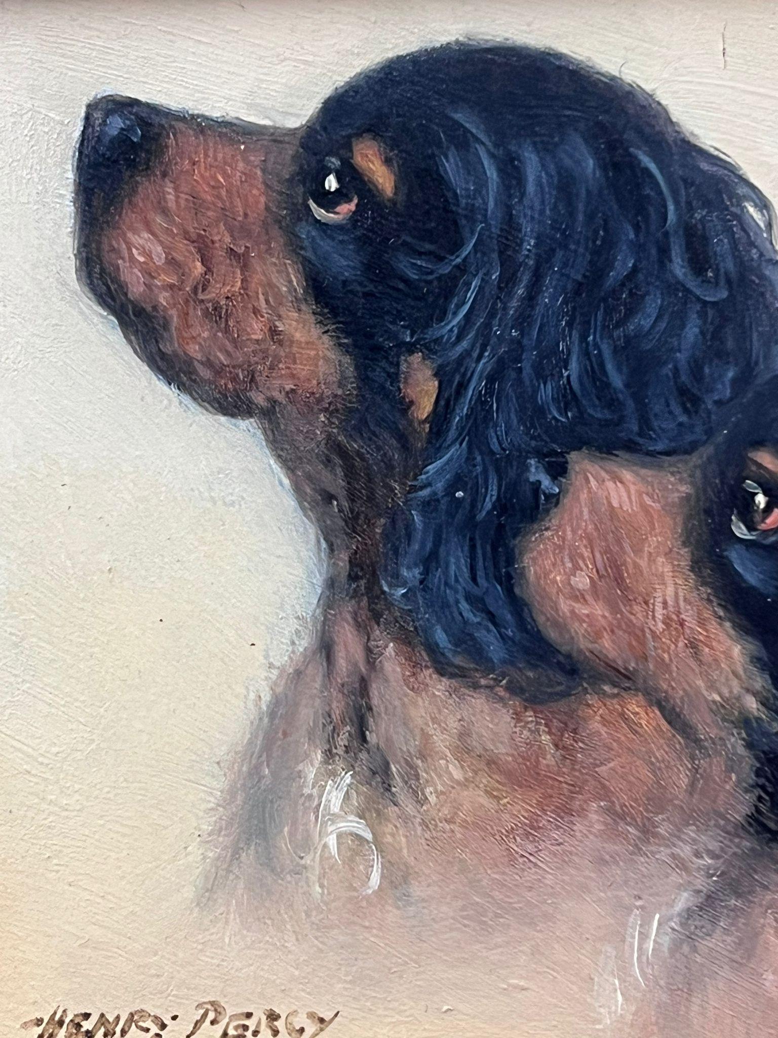 Fine Antique British Oil Painting Head Portraits of Two Cavalier Spaniel Dogs For Sale 3