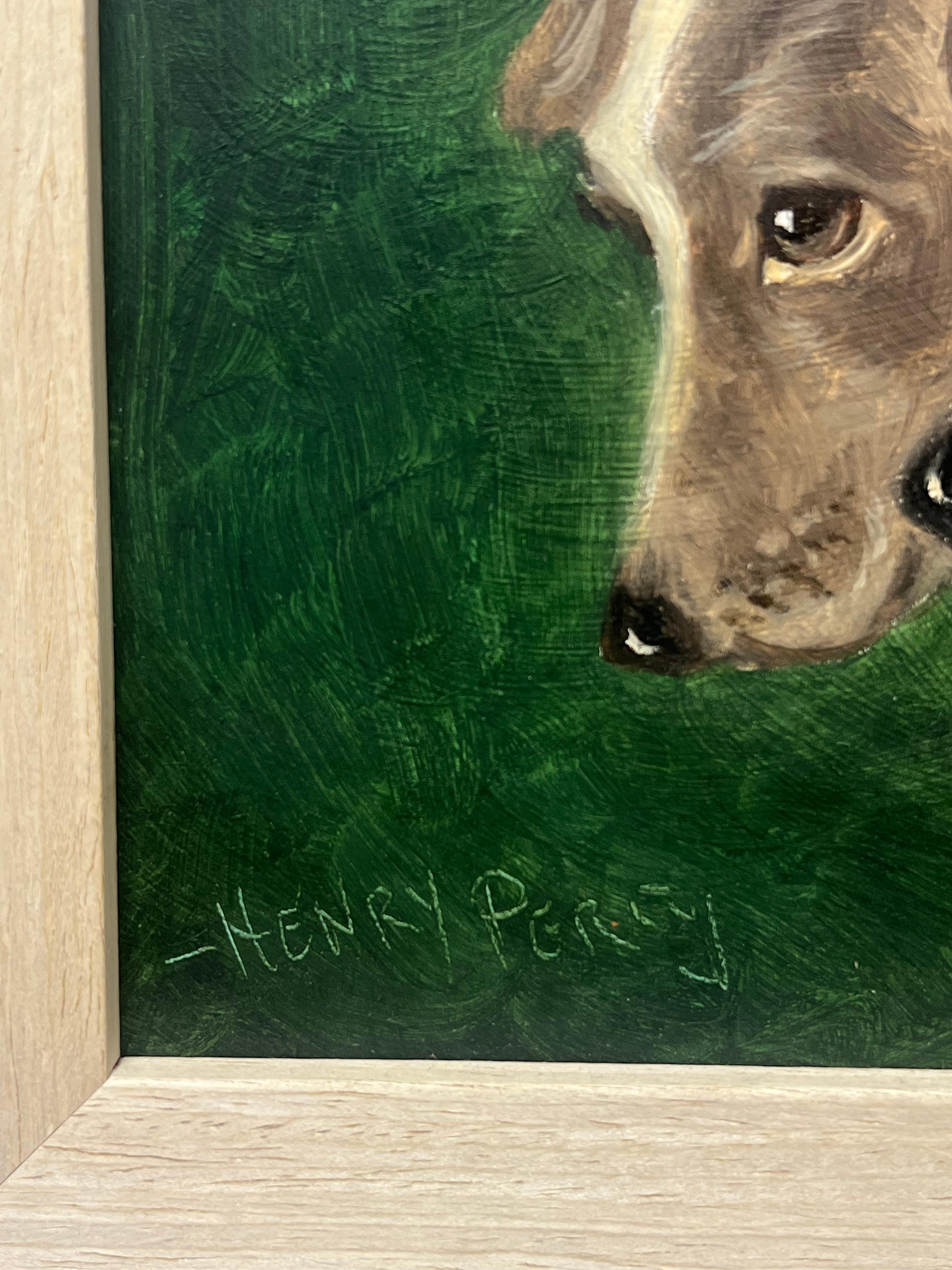 Vintage English Dog Oil Painting Head Portraits of Two Terriers Jack Russels 5