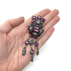 Henry Perichon 1960s Silver and Purple Glass Vintage Brooch/Pendant