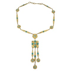 Henry Perichon Gilded Bronze Chain Necklace with Glass Cabochons
