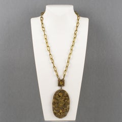 Henry Perichon Bronze Chain Necklace with Talosel Jeweled Medallion