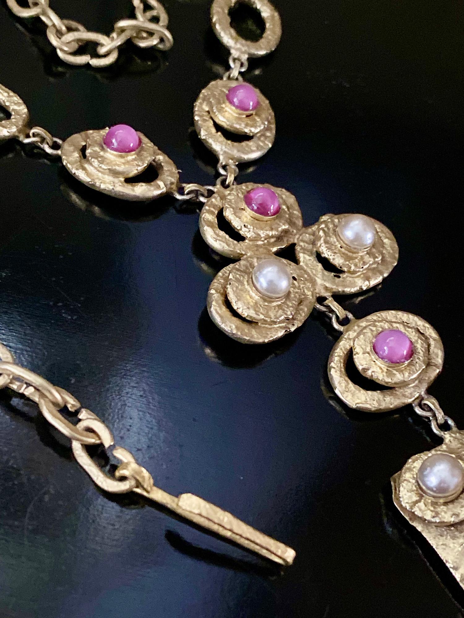 Henry Perichon Collier en verre rose perlé 1950s en vente 8