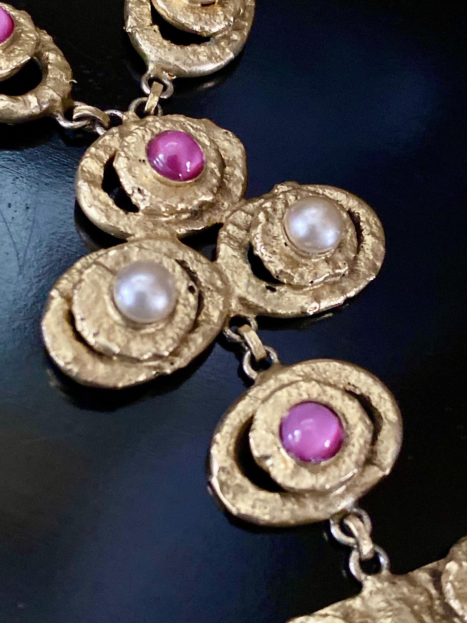 Henry Perichon Collier en verre rose perlé 1950s en vente 5