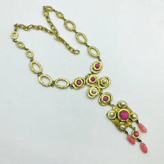 Henry Perichon Collier en verre rose perlé 1950s