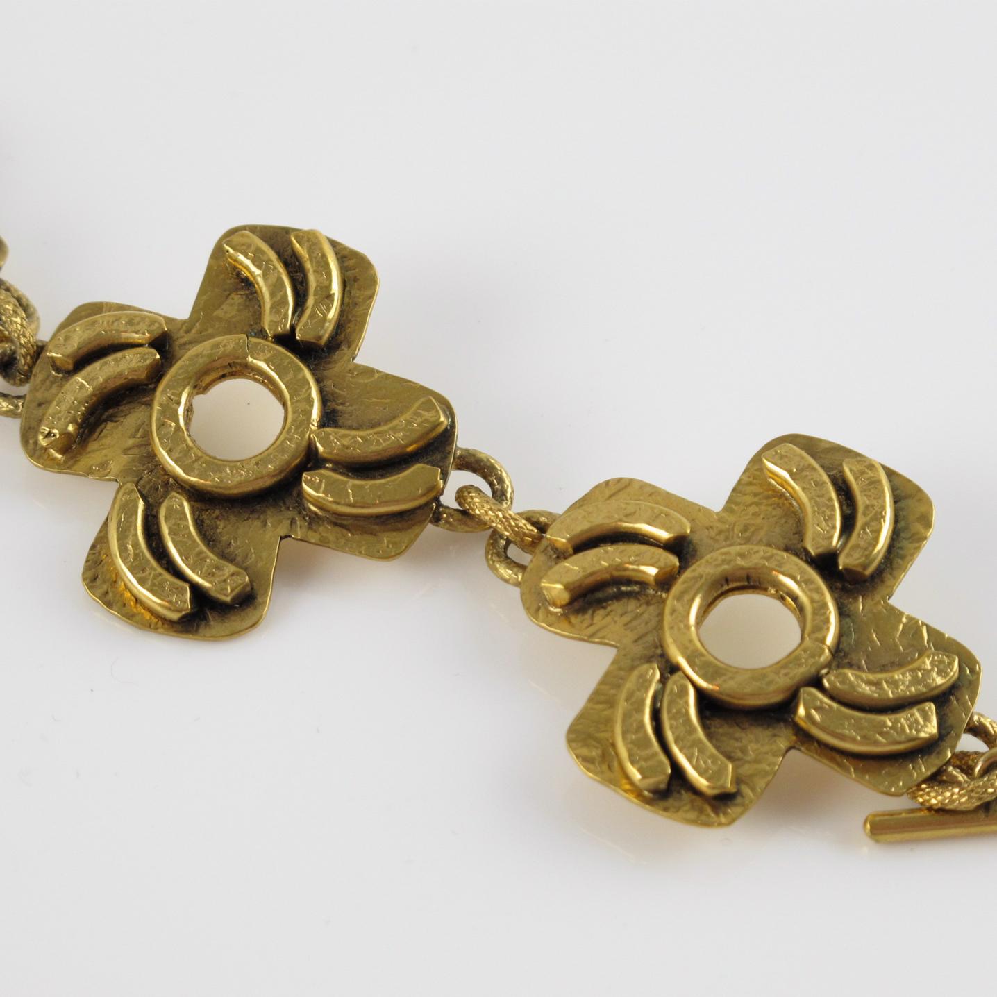 Moderniste Henry Perichon Bracelet à maillons en bronze doré en vente