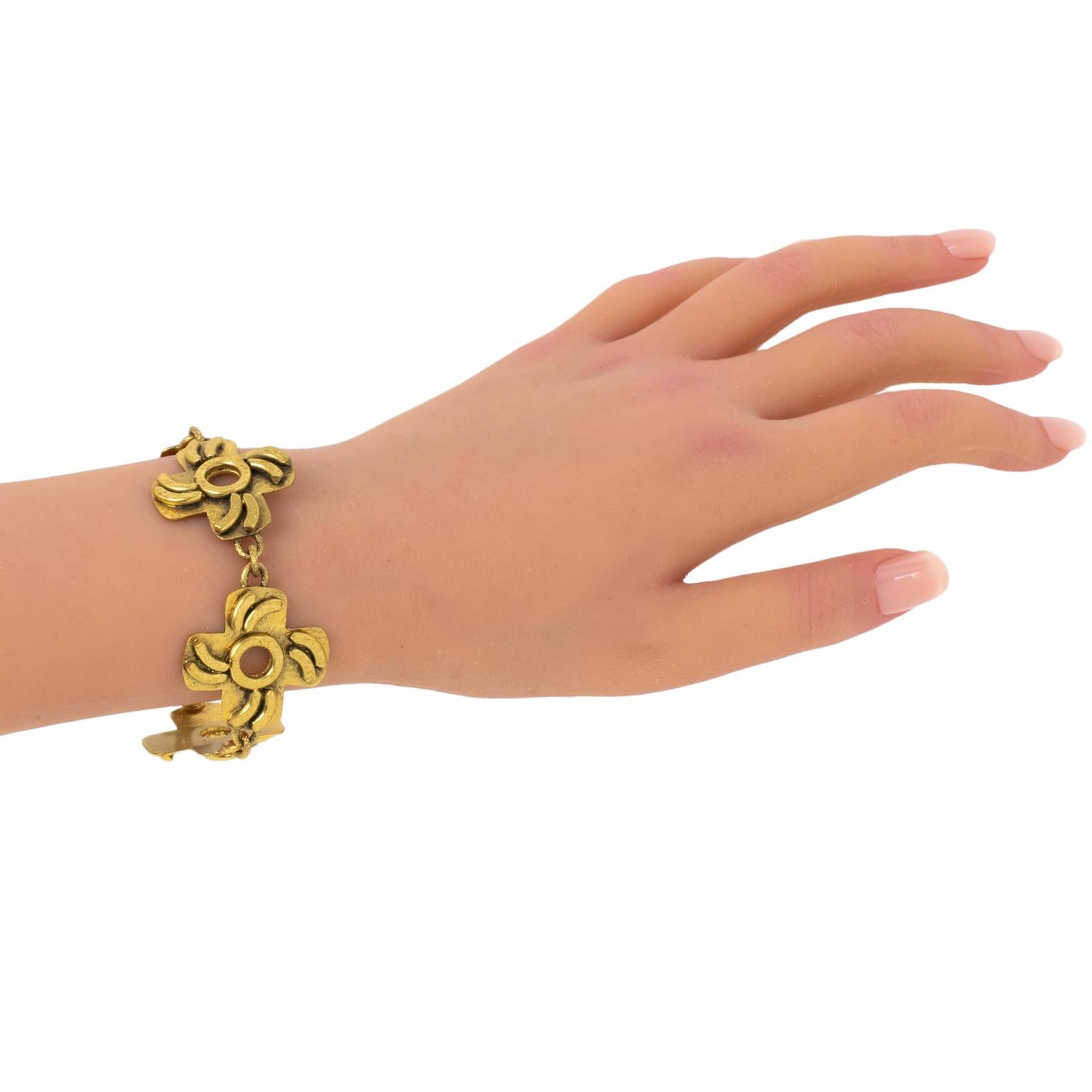 Modernist Henry Perichon Gilded Bronze Link Bracelet For Sale