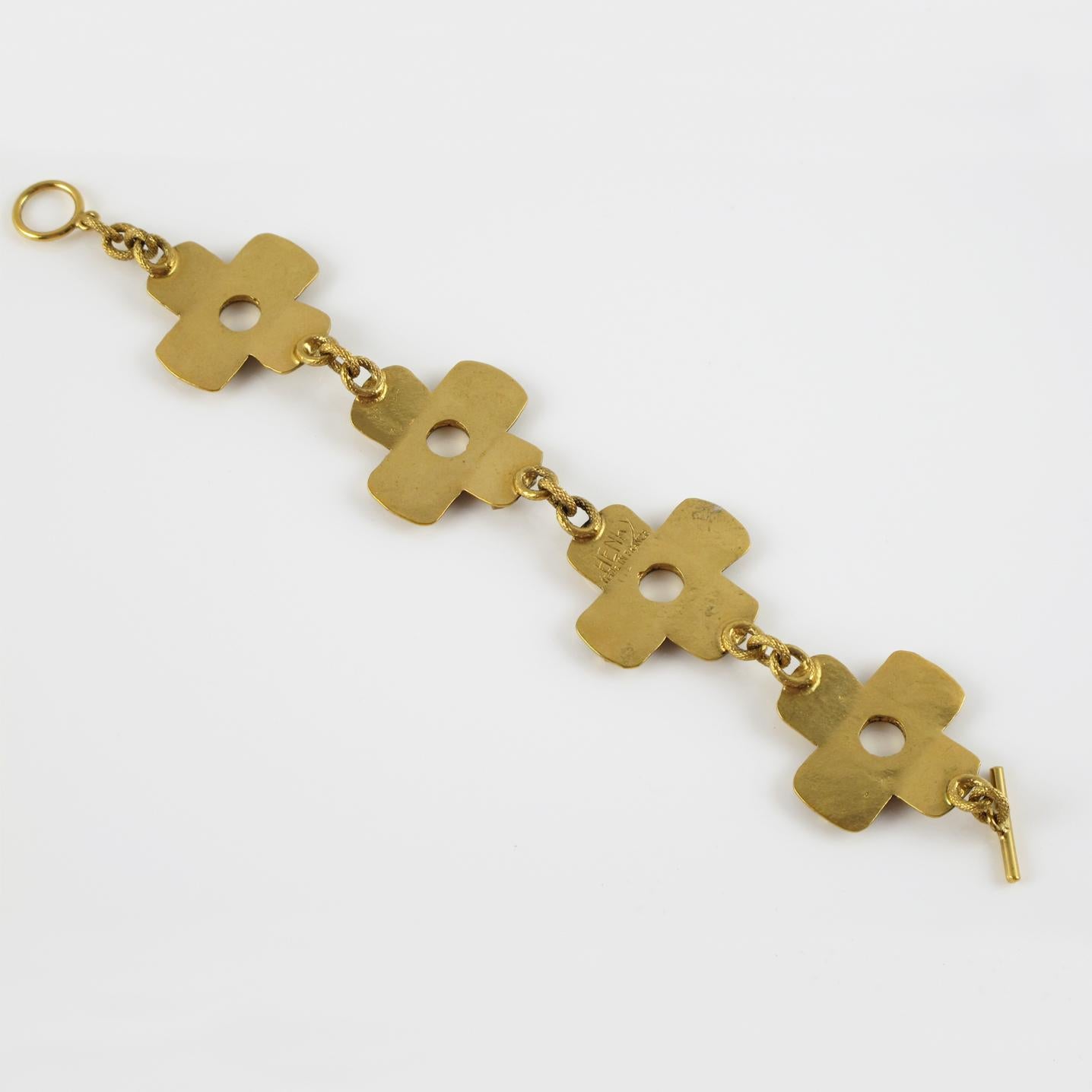Henry Perichon Gilded Bronze Link Bracelet For Sale 2