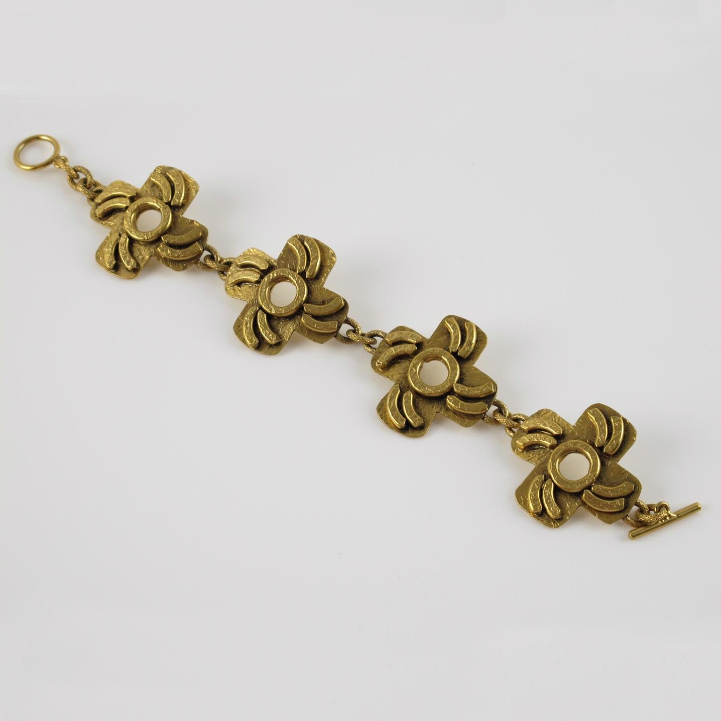 Henry Perichon Bracciale A Link in bronzo dorato in vendita 3
