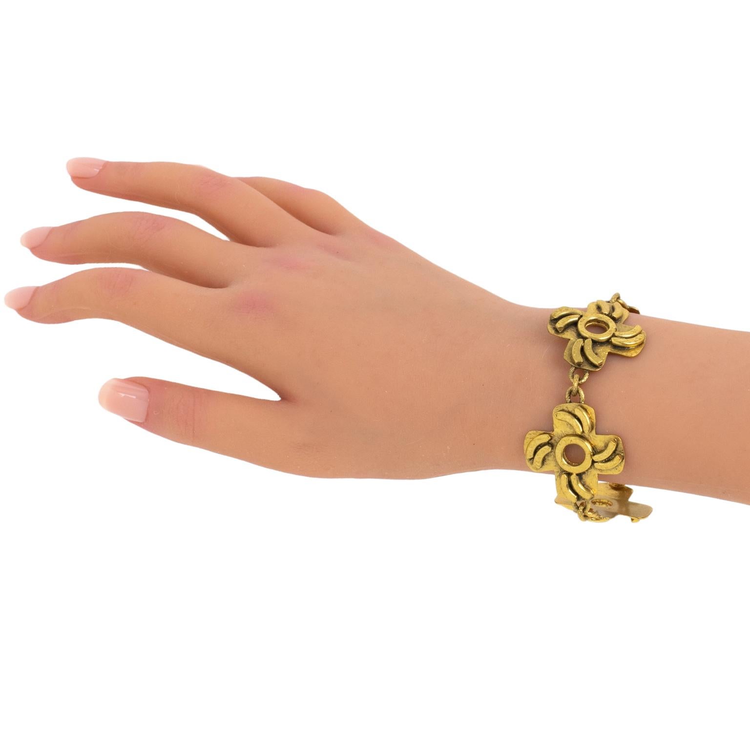 Henry Perichon Gilded Bronze Link Bracelet For Sale 3