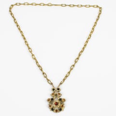 Collar Henry Perichon de bronce dorado con cabujones enjoyados