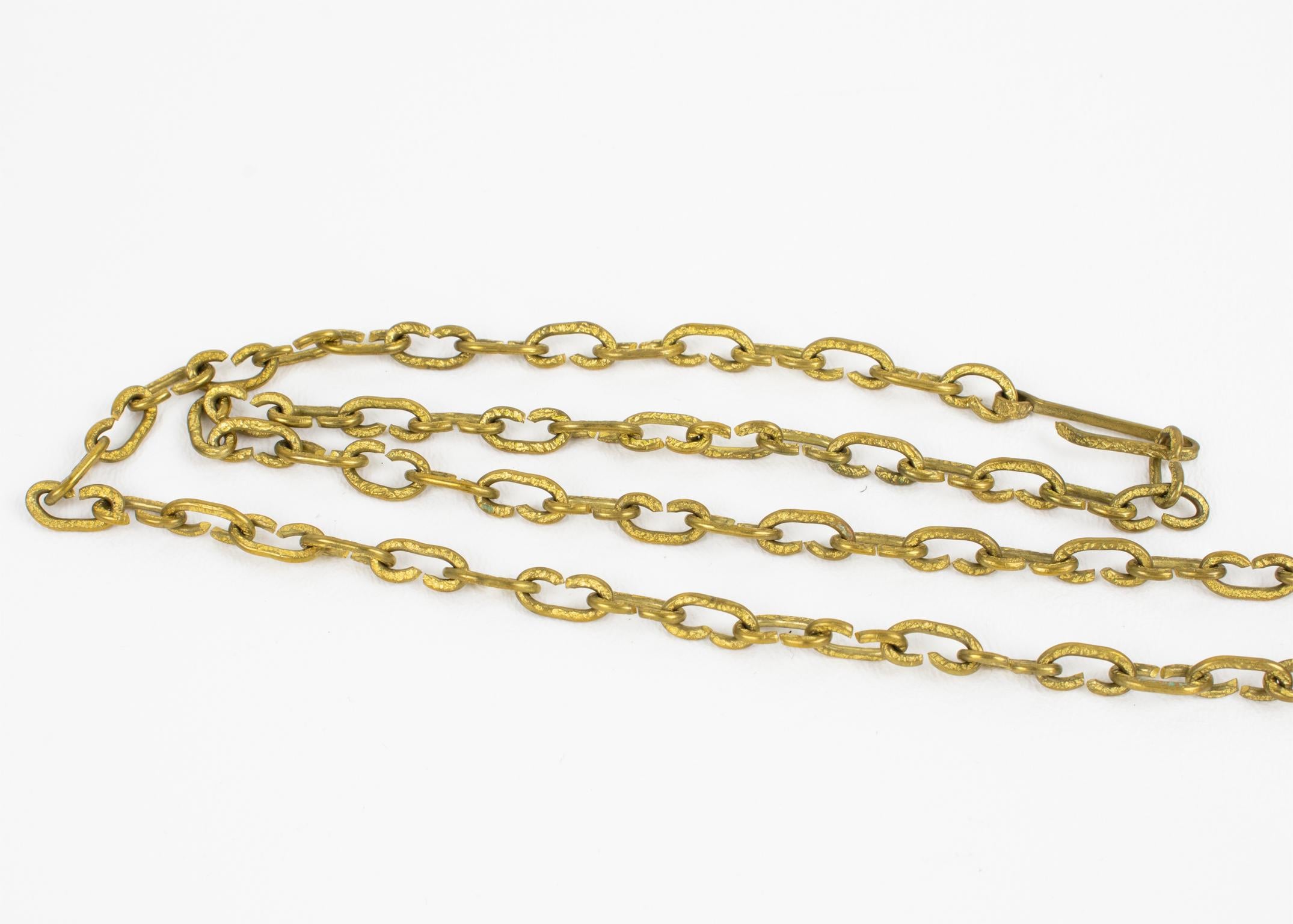 Henry Perichon Halskette mit Anhänger aus vergoldeter Bronze mit schwarzem und Paprika-Cabochons im Angebot 4