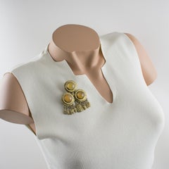 Henry Perichon Gilded and Gemstones Pendant Brooch