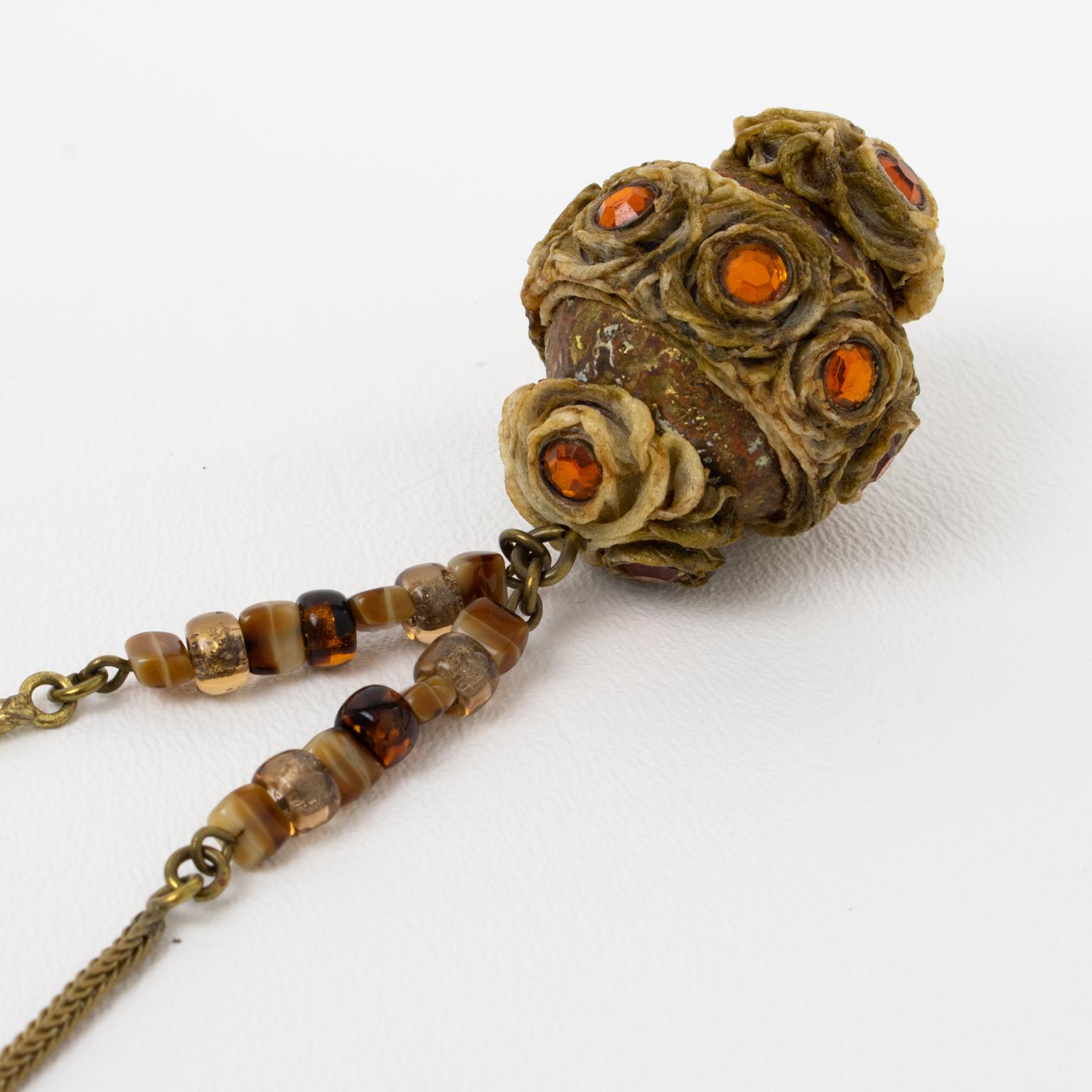 Henry Perichon Collier chaîne serpentine avec pendentif en forme de clou orné de bijoux en vente 6