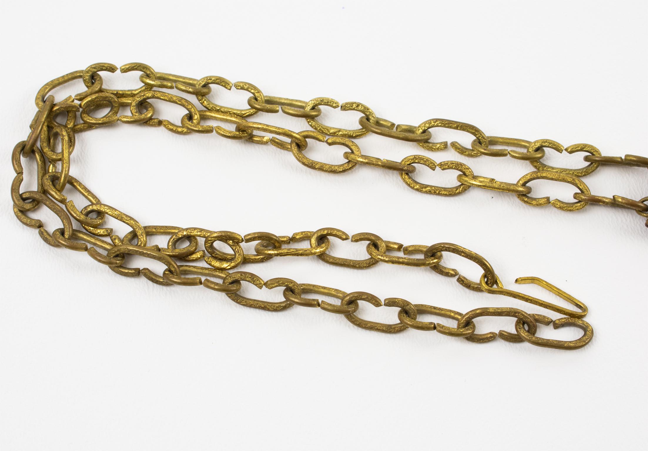 Henry Perichon Collier chaîne en bronze avec médaillon orné de bijoux en forme de clous en vente 6