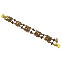 Retro Henry Perichon Talosel Resin Link Bracelet with Glass Beads