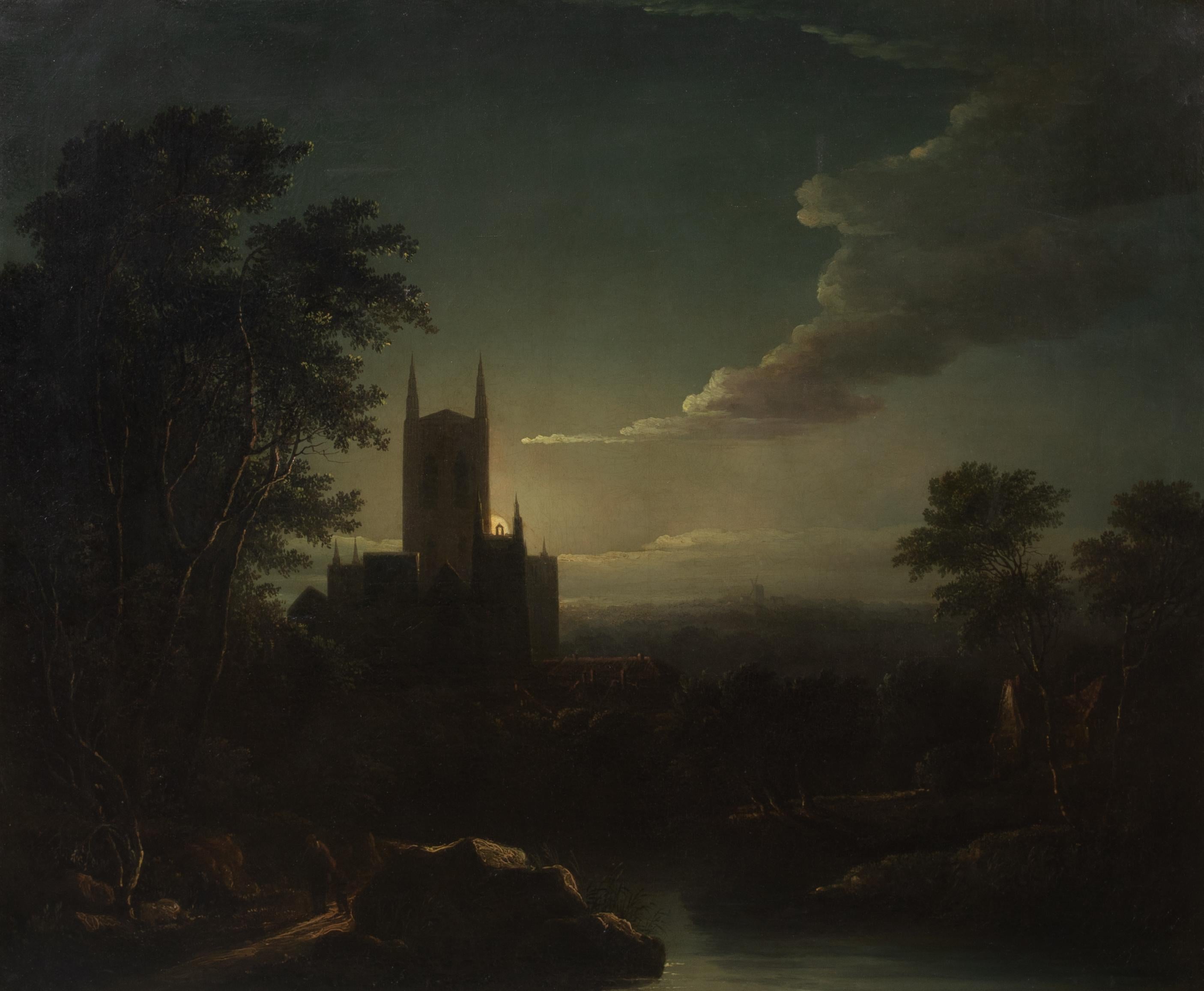 Moonlit Cathedral River Landscape, 19th Century  Henry Pether (1800-1880) For Sale 2