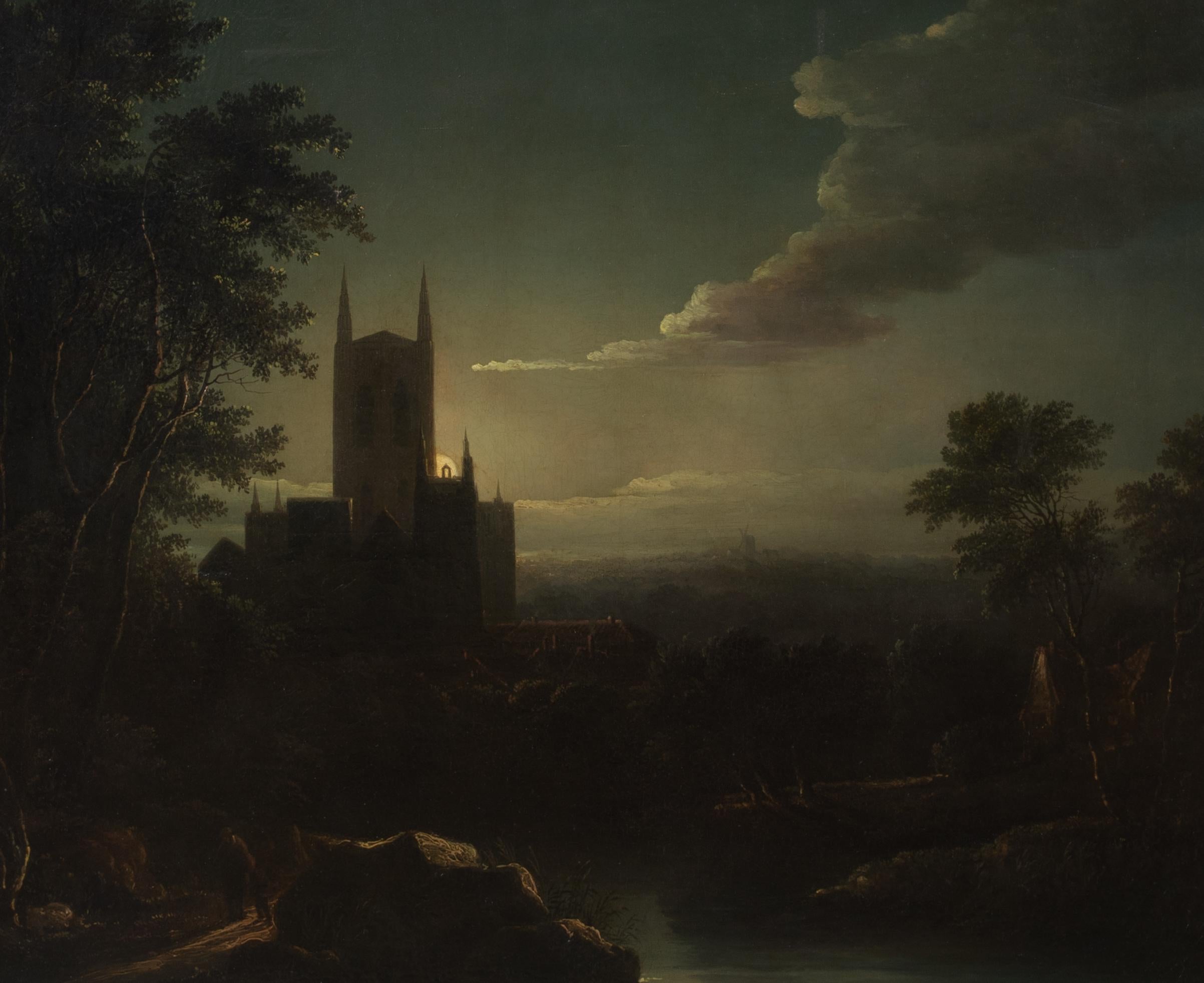 Moonlit Cathedral River Landscape, 19th Century  Henry Pether (1800-1880) For Sale 4