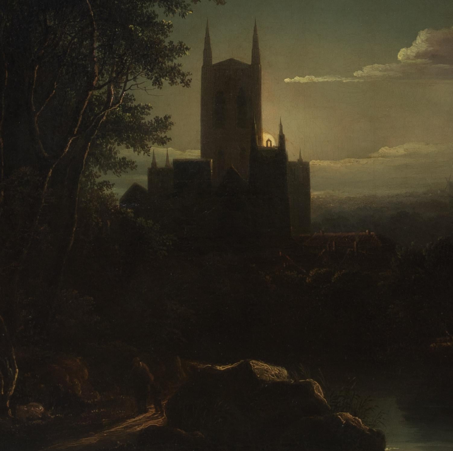 Moonlit Cathedral River Landscape, 19th Century  Henry Pether (1800-1880) For Sale 5