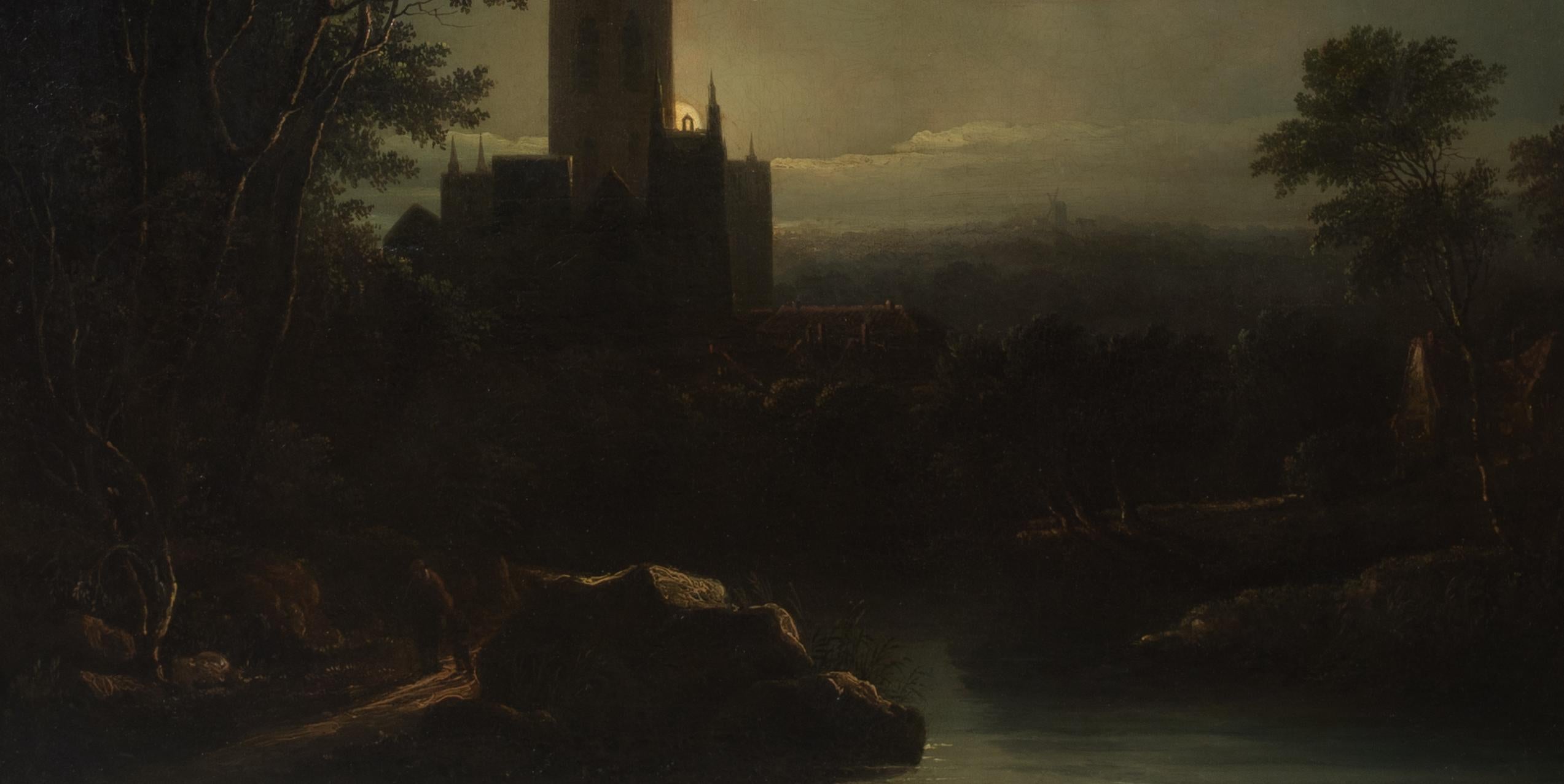Moonlit Cathedral River Landscape, 19th Century  Henry Pether (1800-1880) For Sale 6
