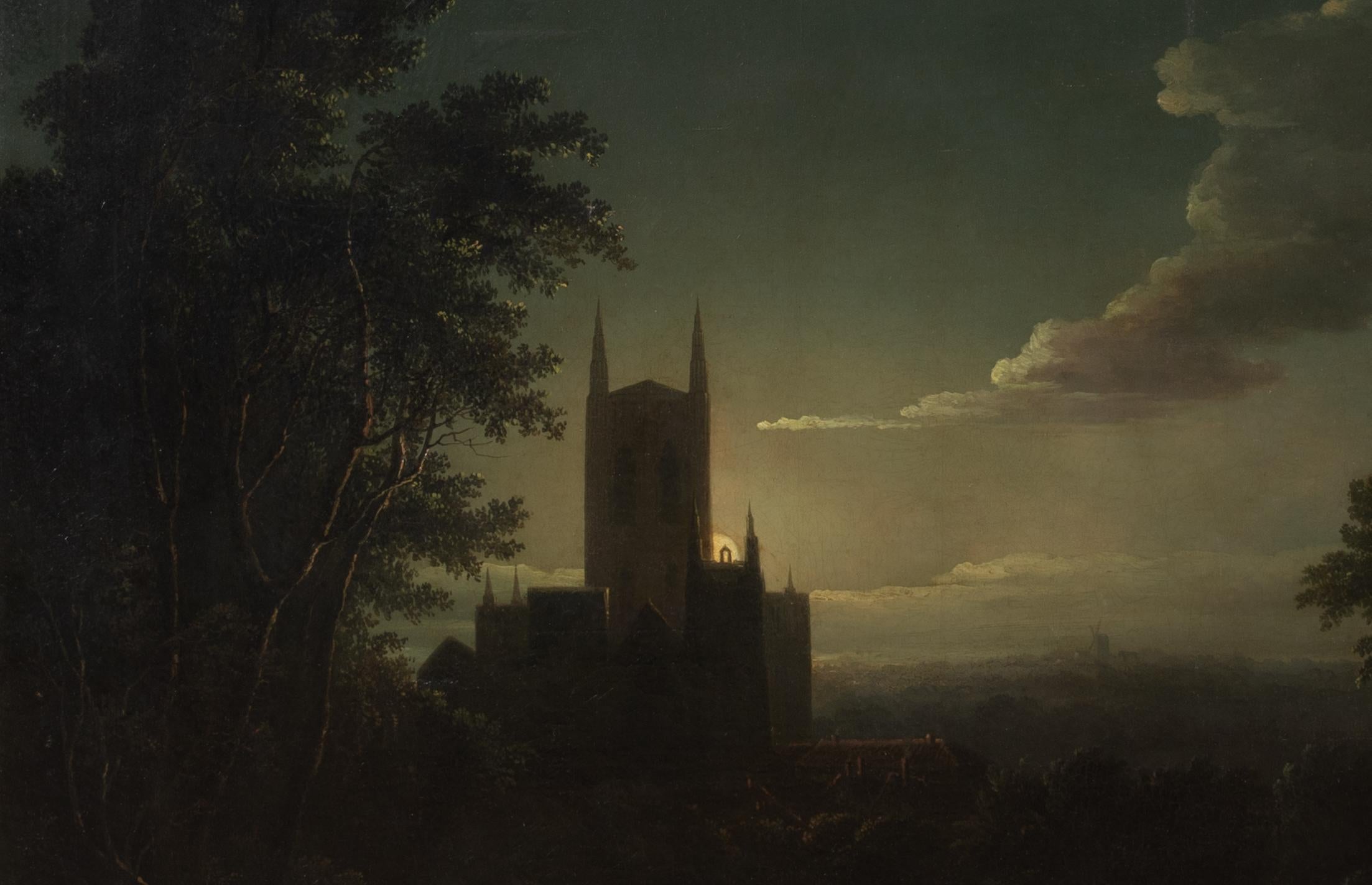 Moonlit Cathedral River Landscape, 19th Century  Henry Pether (1800-1880) For Sale 7