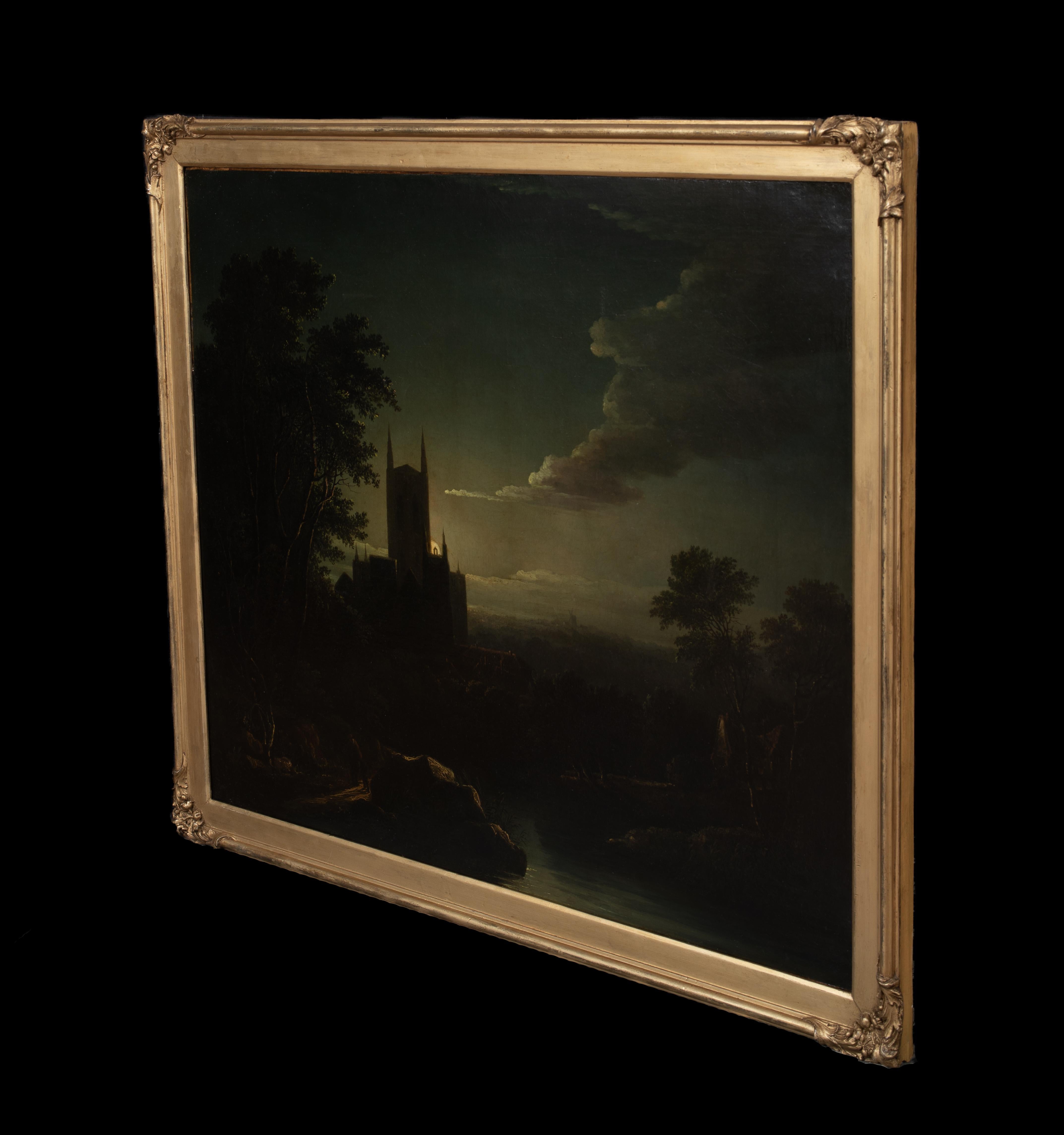 Moonlit Cathedral River Landscape, 19th Century  Henry Pether (1800-1880) For Sale 8