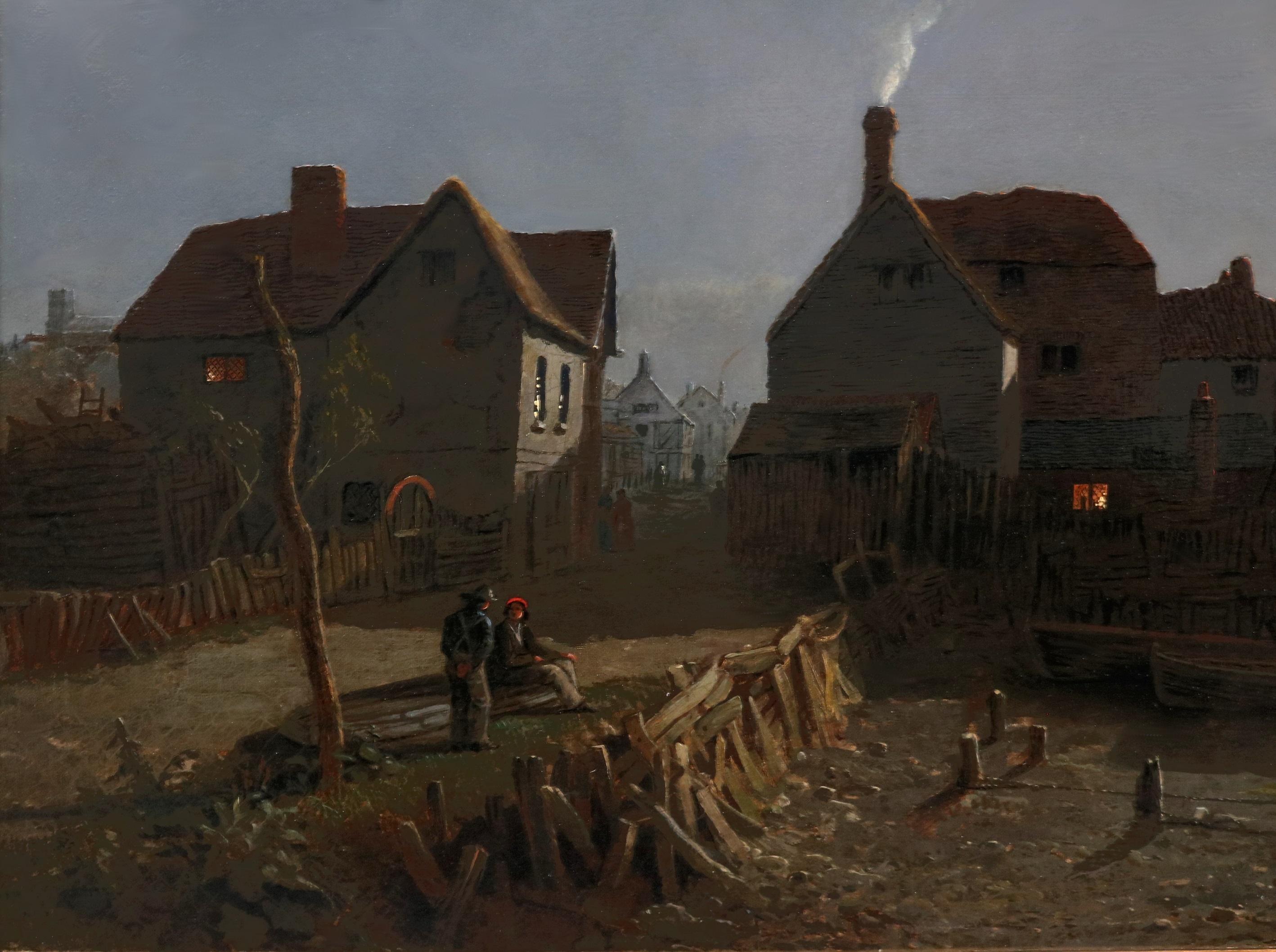 River Thames at Leigh by Moonlight - 19th Century Oil Painting Nocturne 1851 For Sale 4