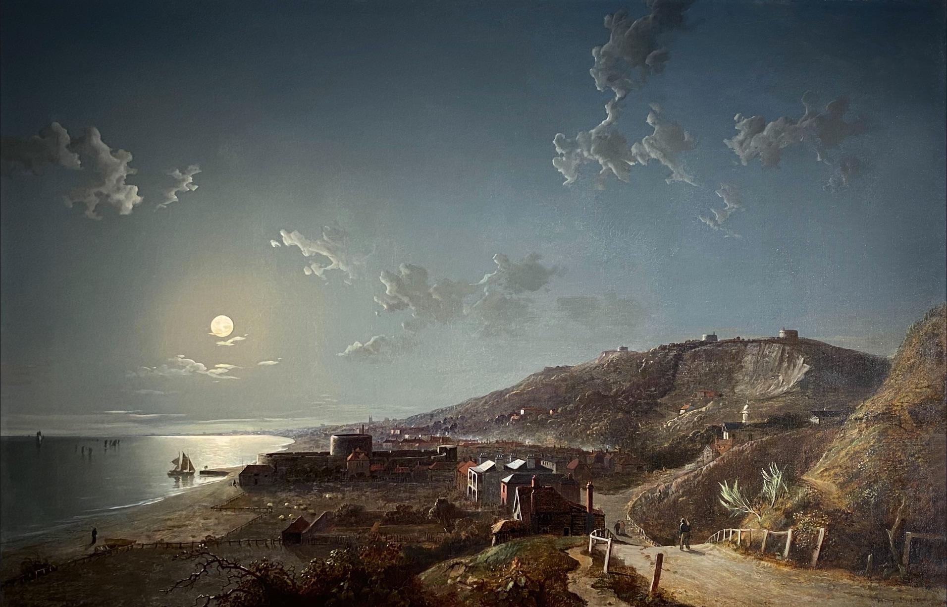 Henry Pether Landscape Painting - Sandgate Castle by Moonlight