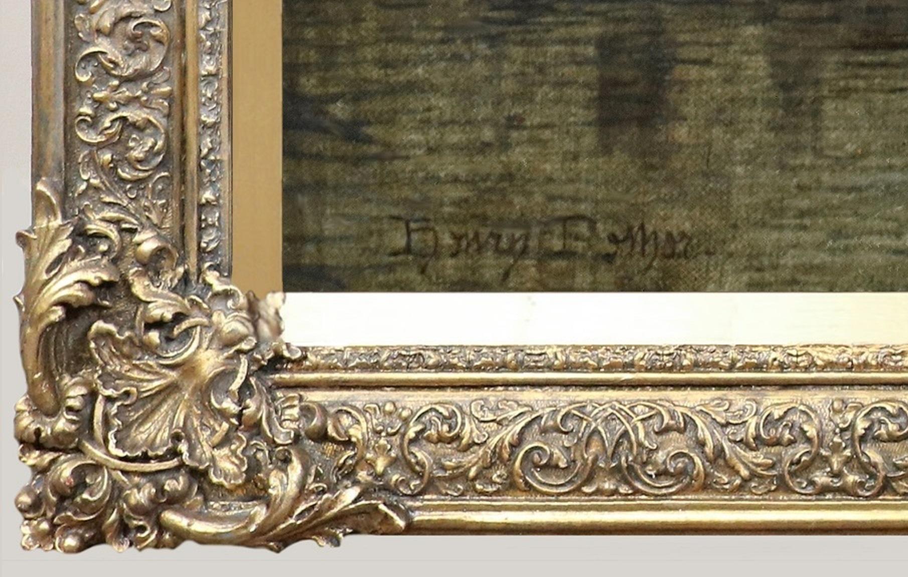 Venezia al chiaro di luna - Pittura ad olio del XIX secolo al chiaro di luna con notturno del Canal Grande 6