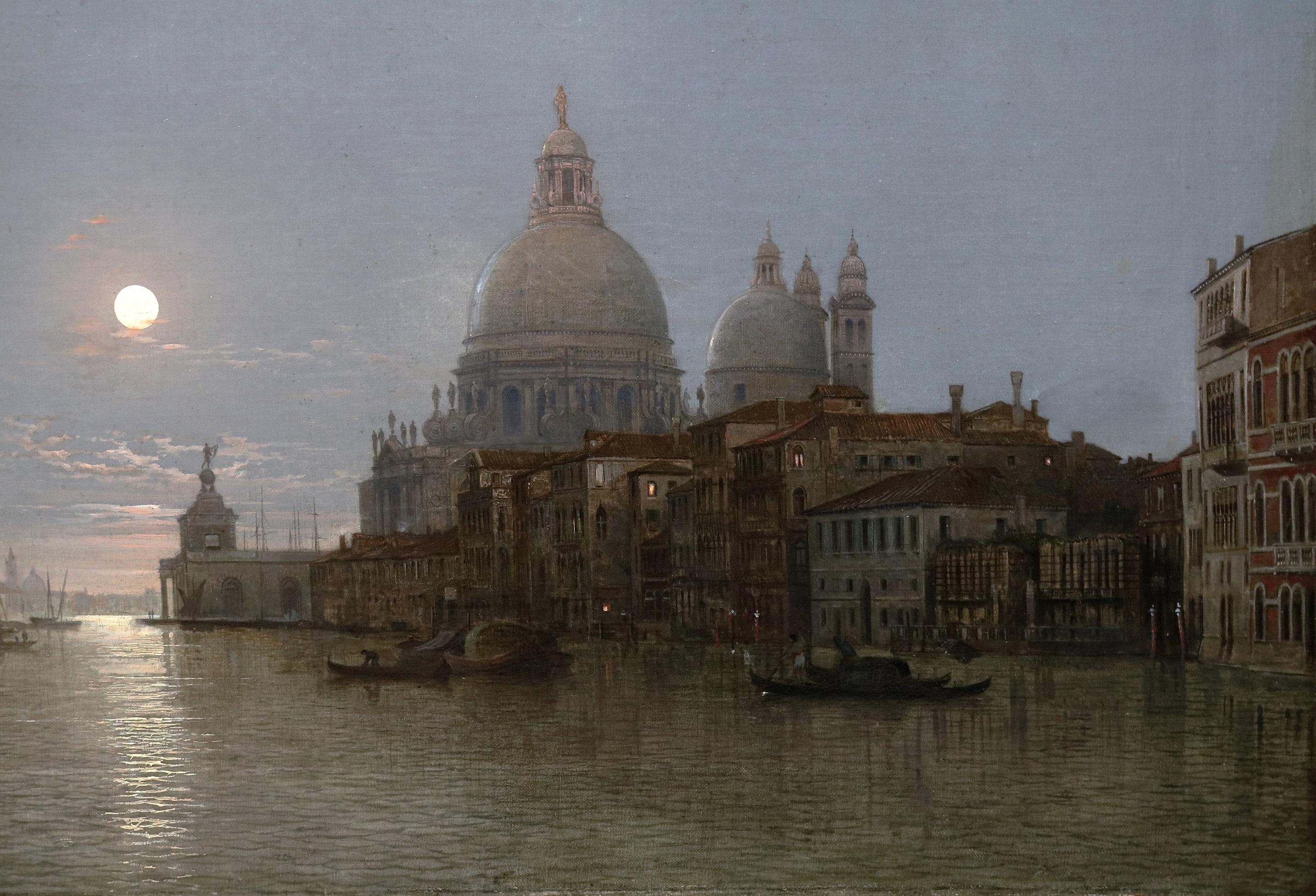 Il dipinto - che raffigura un'ampia veduta notturna del Canal Grande con Palazzo Pisani Gritti a sinistra e Dorsoduro a destra, Santa Maria della Salute alla Punta della Dogana, Palazzo Ducale e San Marco sullo sfondo - è firmato dall'artista e
