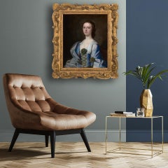 Portrait of a Lady in a Blue & Pink Silk Dress, possibly Mrs Rowe, Signed Dated