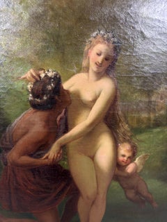 Henry Picou (1824-1895) Óleo sobre lienzo Belle Epoque de sátiro y ninfa, hacia 1870