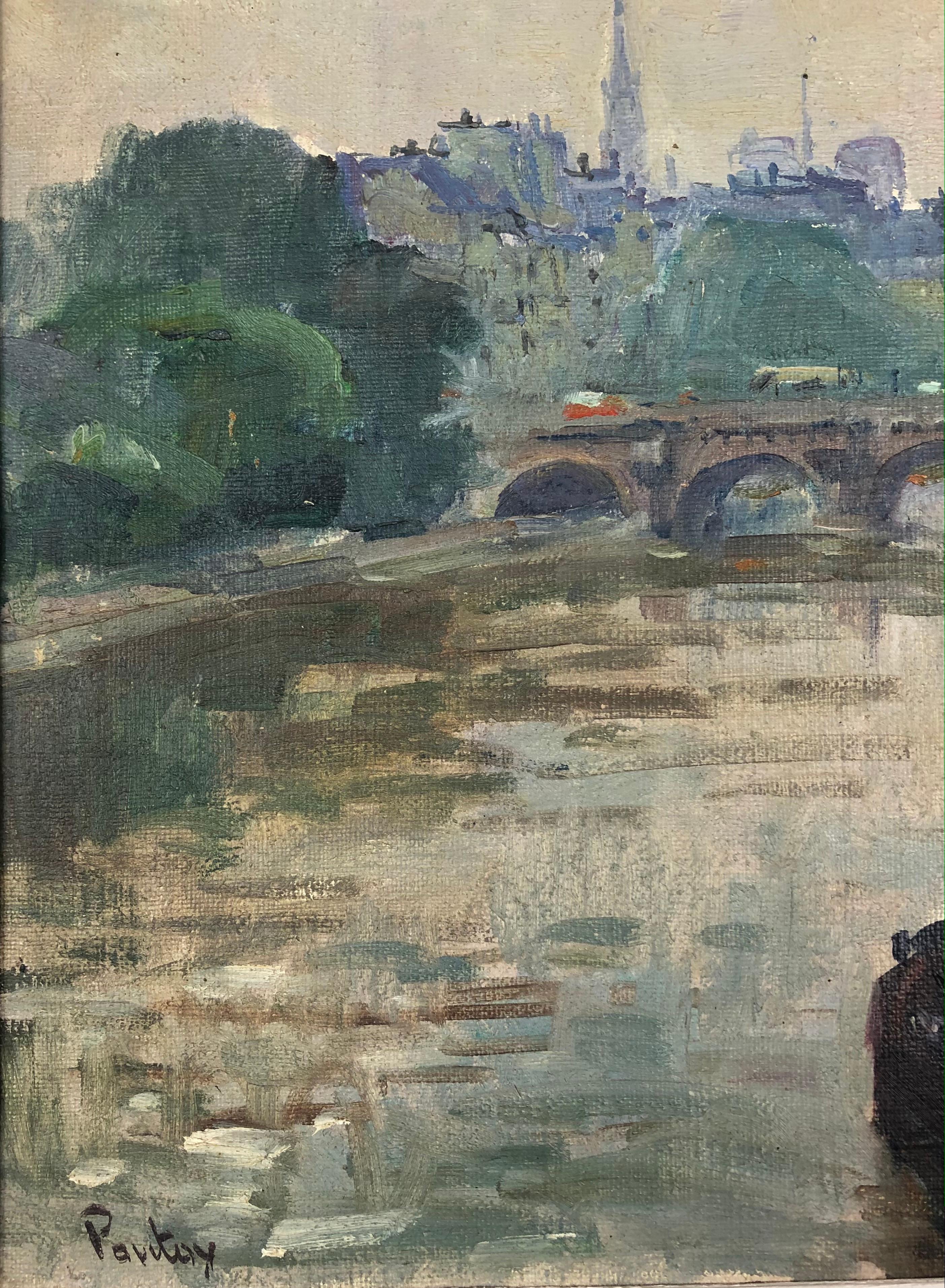 Français Rare huile sur toile originale d'Henri Pontoy, Paris, France en vente