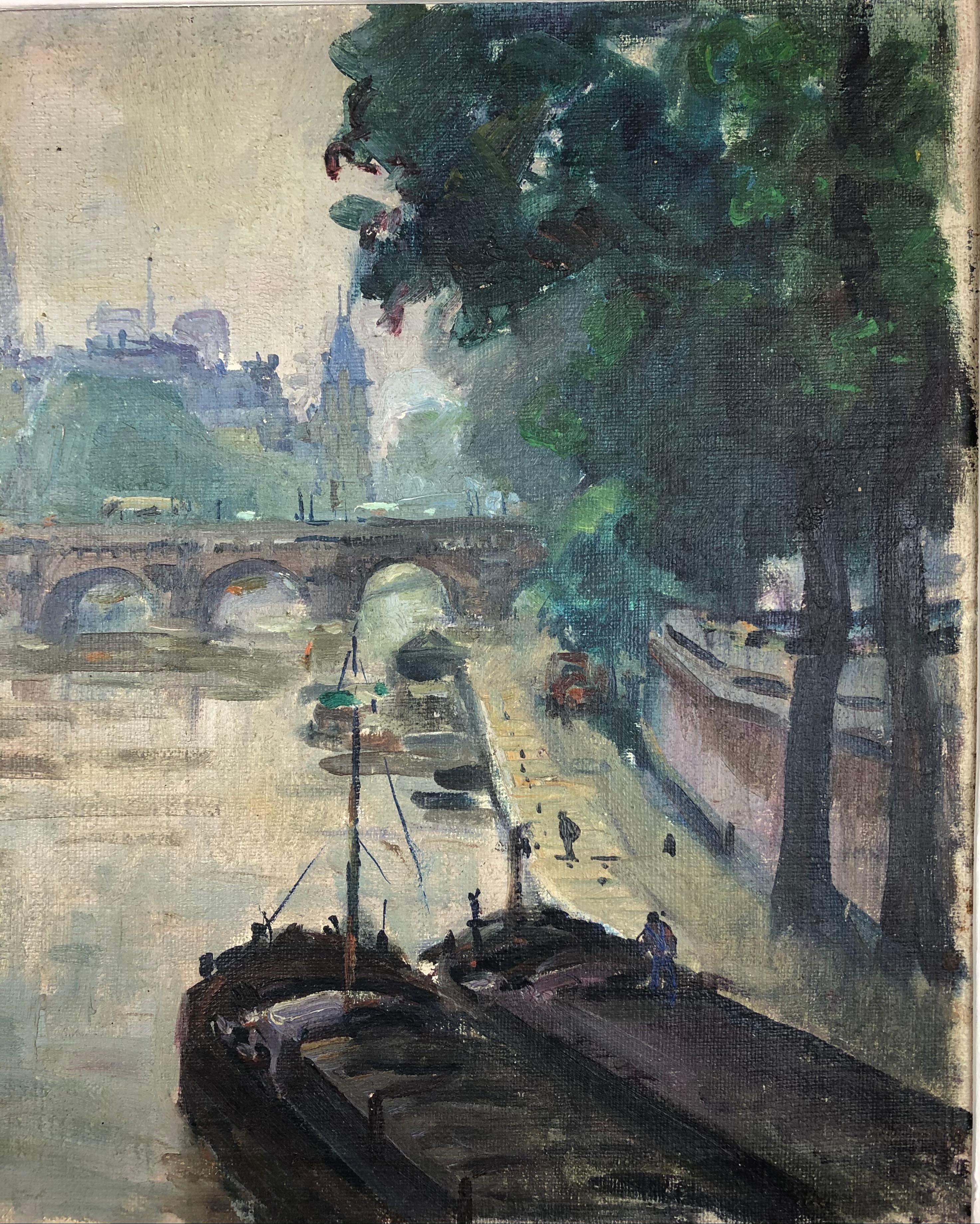 Rare huile sur toile originale d'Henri Pontoy, Paris, France Bon état - En vente à Miami, FL