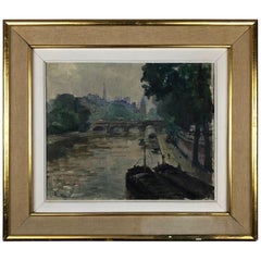 Collectible Rare Original Oil on Canvas Painting Paris France by Henri Pontoy